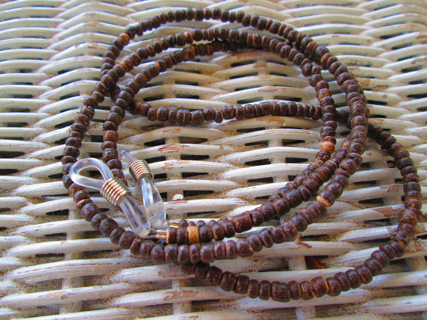 Eyeglass Chain, Brown Wood Rondell 4mm eye glasses chain, 1070, detail 2