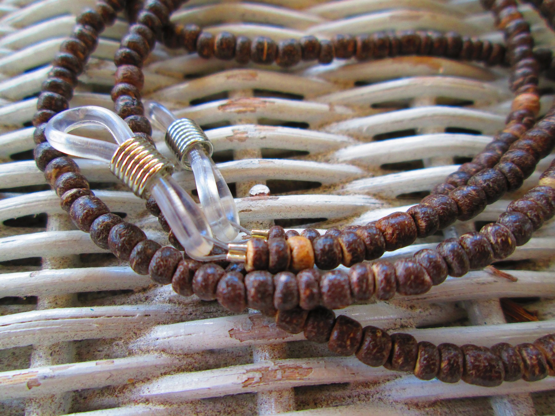 Eyeglass Chain, Brown Wood Rondell 4mm eye glasses chain, 1070, detail 3