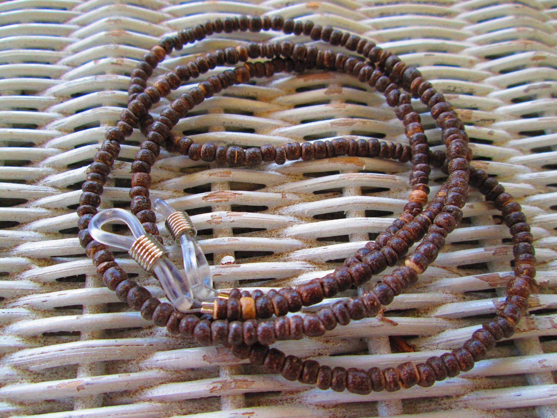 Eyeglass Chain, Brown Wood Rondell 4mm eye glasses chain, 1070, detail 4