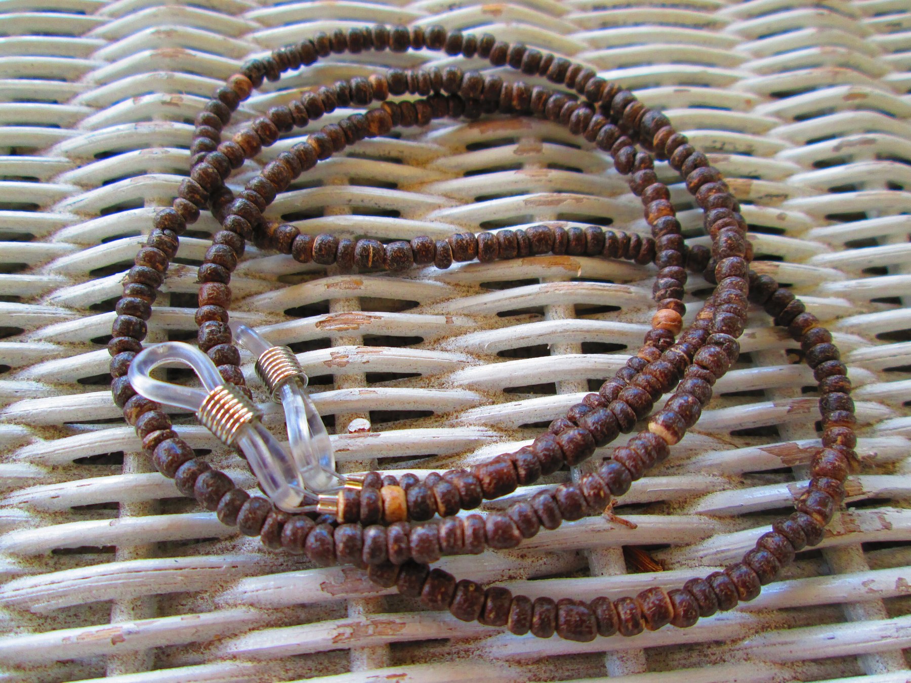 Eyeglass Chain, Brown Wood Rondell 4mm eye glasses chain, 1070, detail 5