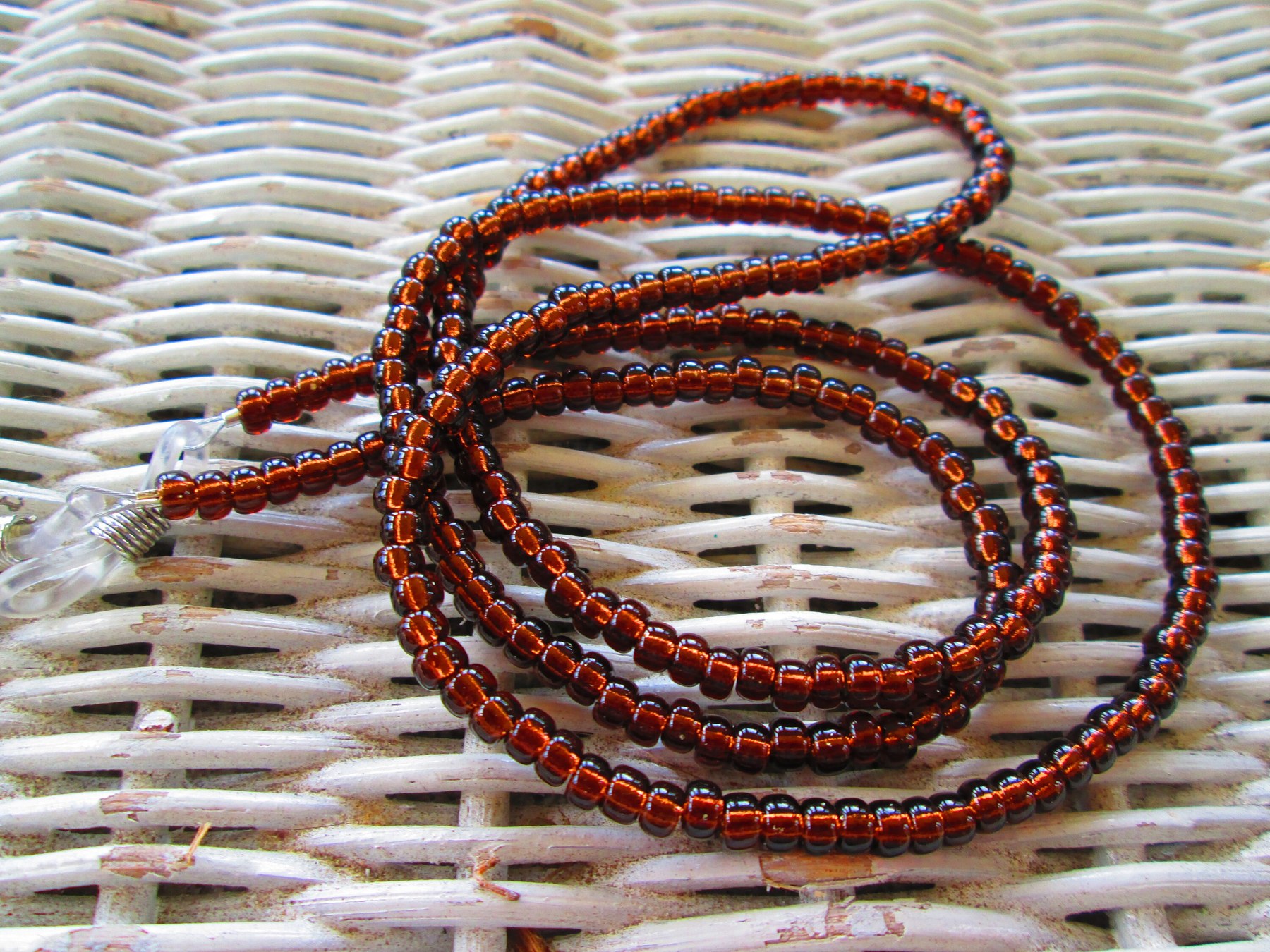 Handmade Dark Topaz Miyuki Seed Bead Eyeglass Chain, 1065