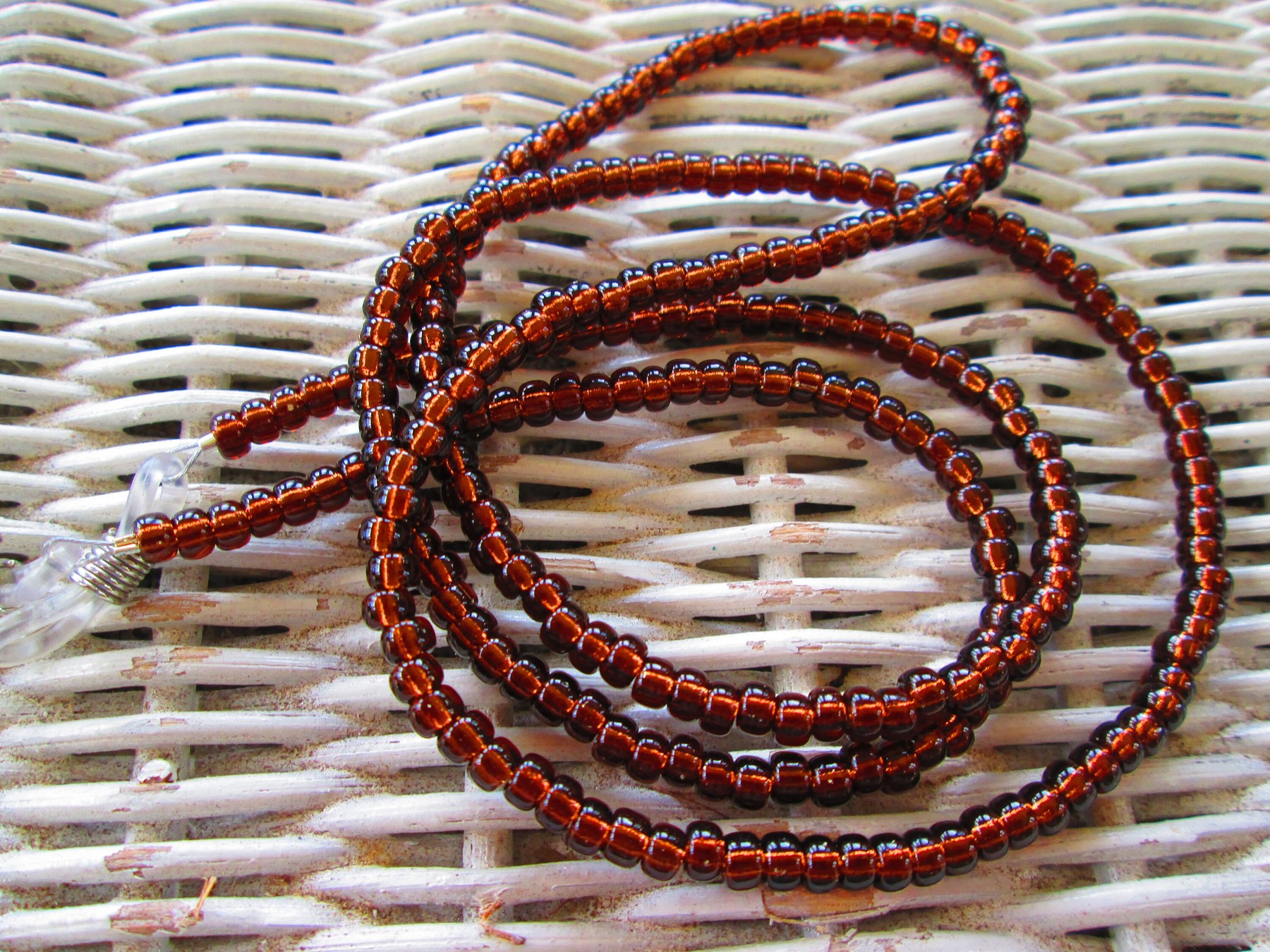 Handmade Dark Topaz Miyuki Seed Bead Eyeglass Chain, 1065, detail 2