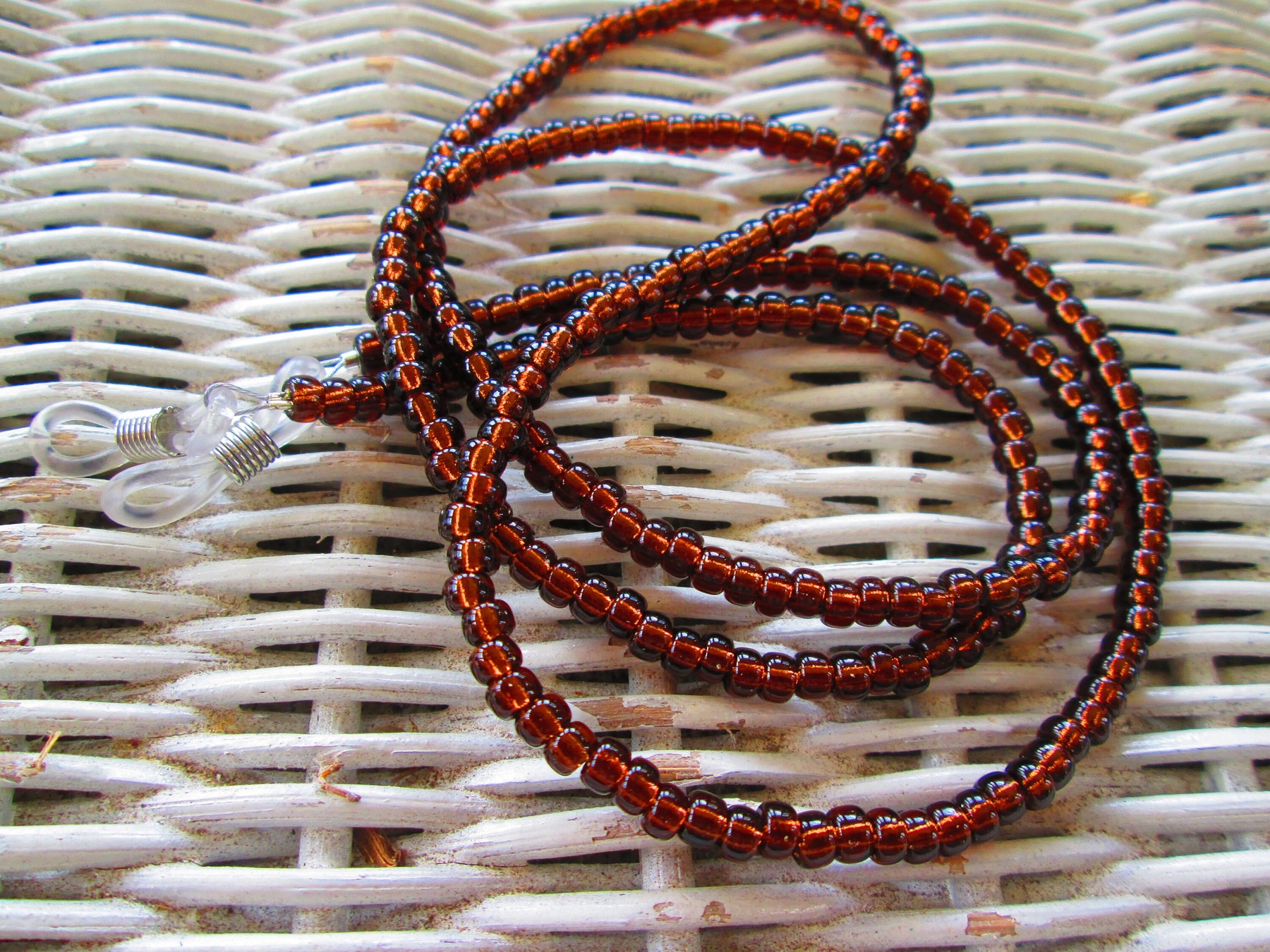 Handmade Dark Topaz Miyuki Seed Bead Eyeglass Chain, 1065, detail 3