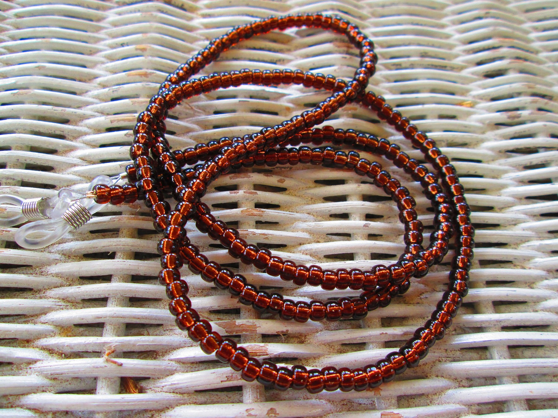 Handmade Dark Topaz Miyuki Seed Bead Eyeglass Chain, 1065, detail 4