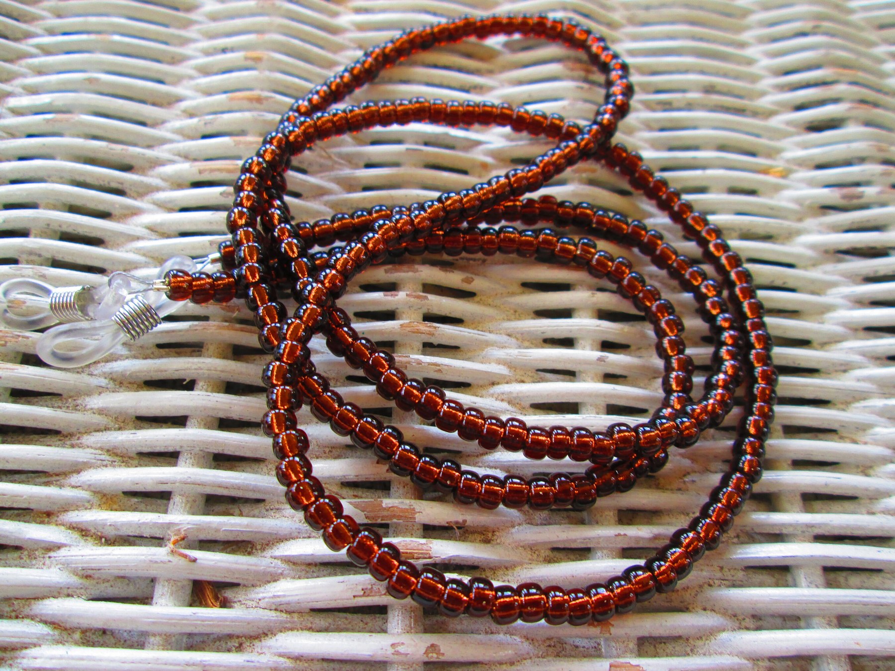 Handmade Dark Topaz Miyuki Seed Bead Eyeglass Chain, 1065, detail 5