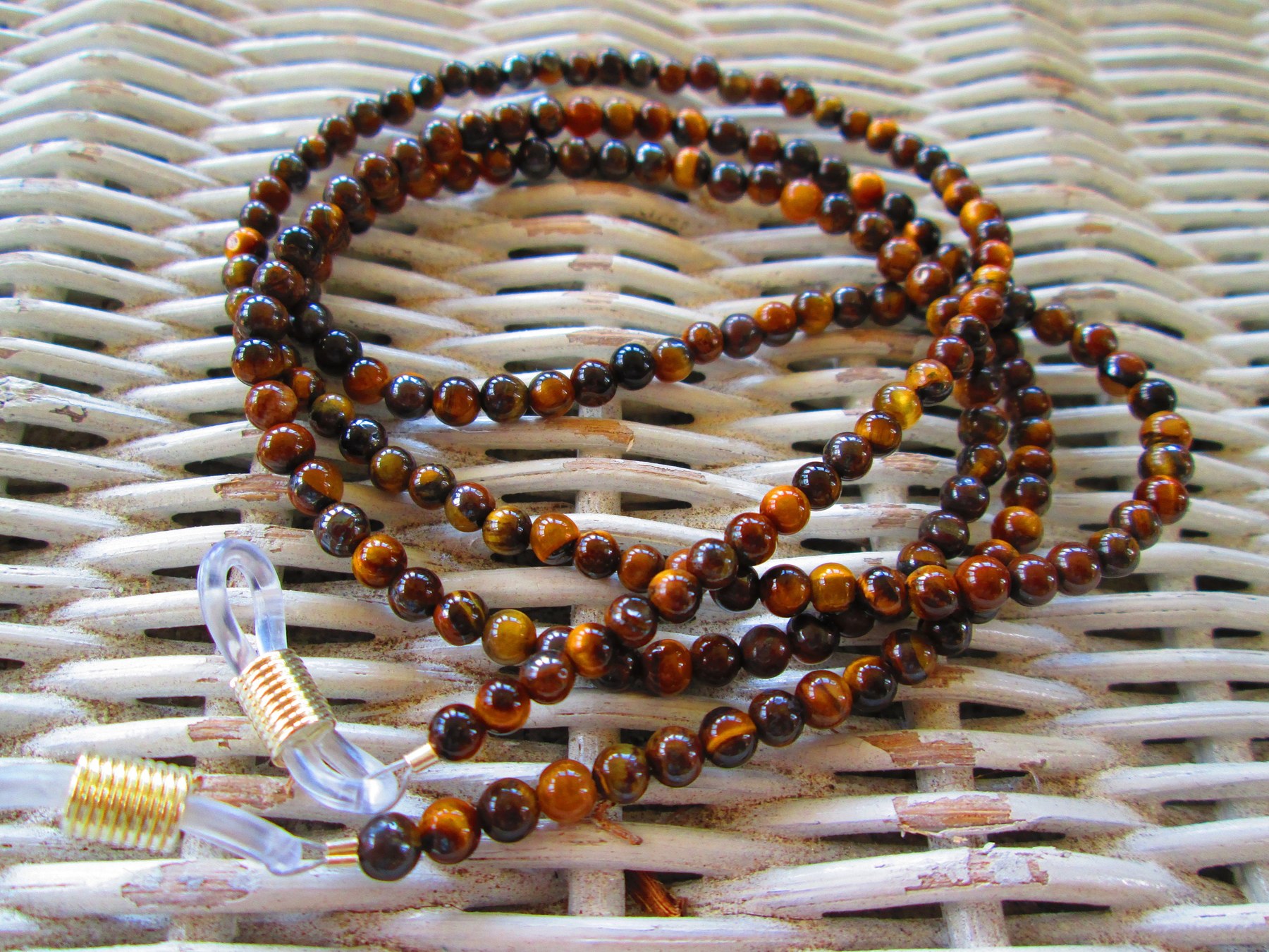 Handmade Tiger Eye Beaded Eyeglass Chain, 1073, detail 3