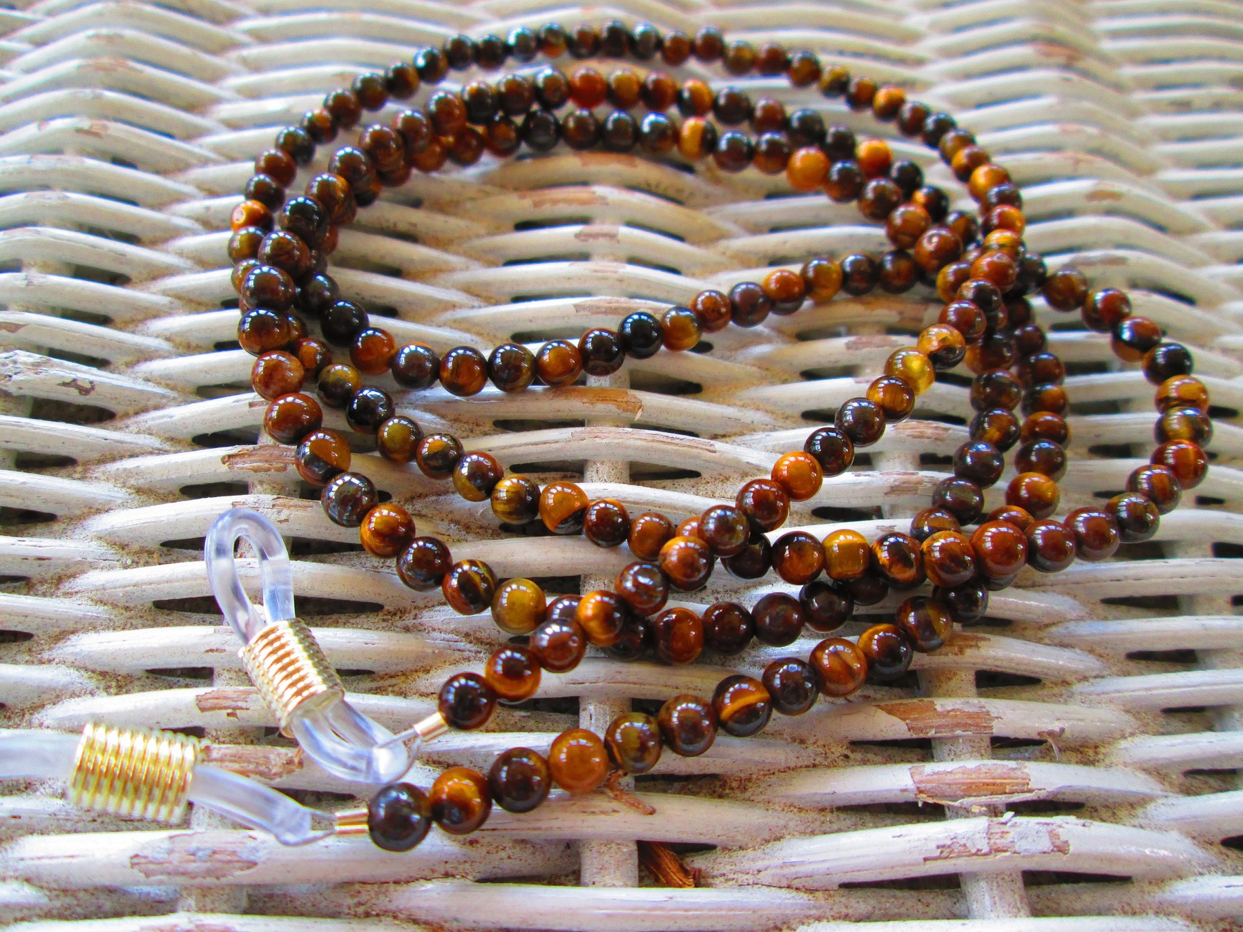 Handmade Tiger Eye Beaded Eyeglass Chain, 1073, detail 4