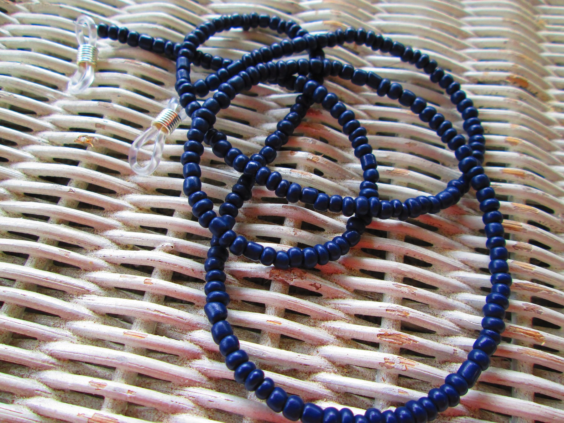 Royal Blue Seed Bead Eyeglass Chain, 1079, detail 2