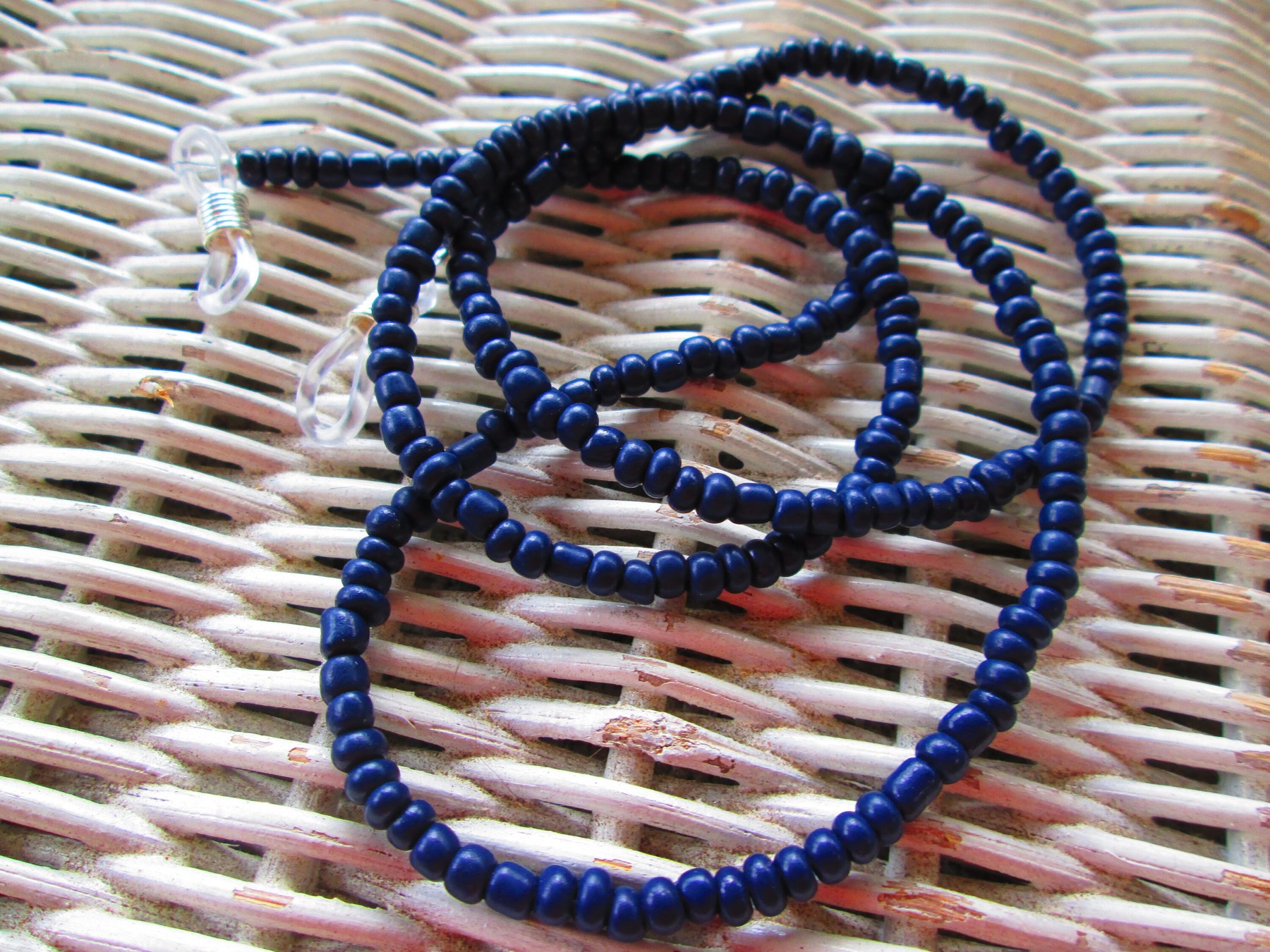 Royal Blue Seed Bead Eyeglass Chain, 1079, detail 3
