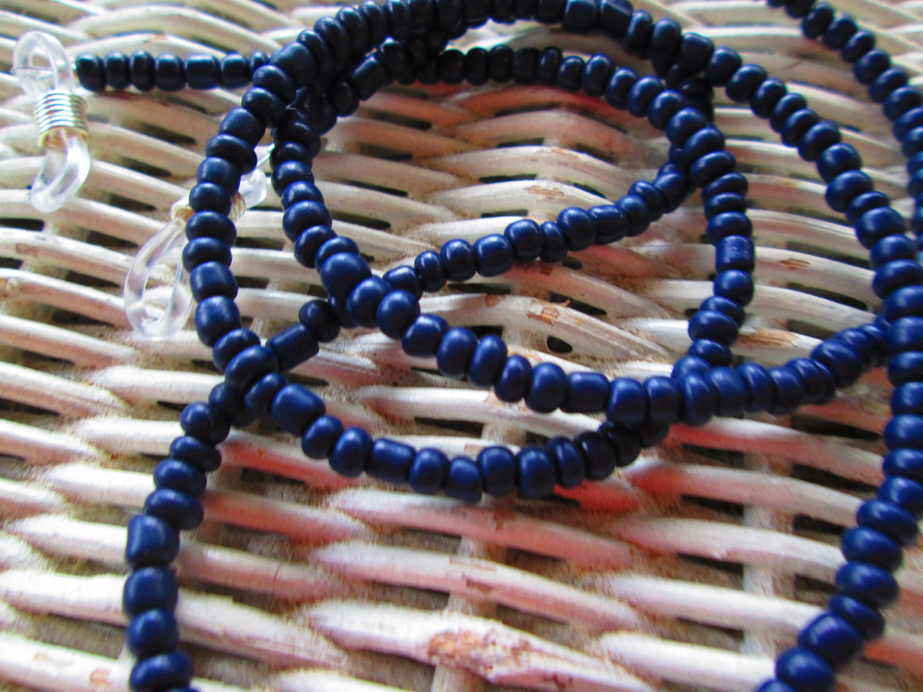 Royal Blue Seed Bead Eyeglass Chain, 1079, detail 4