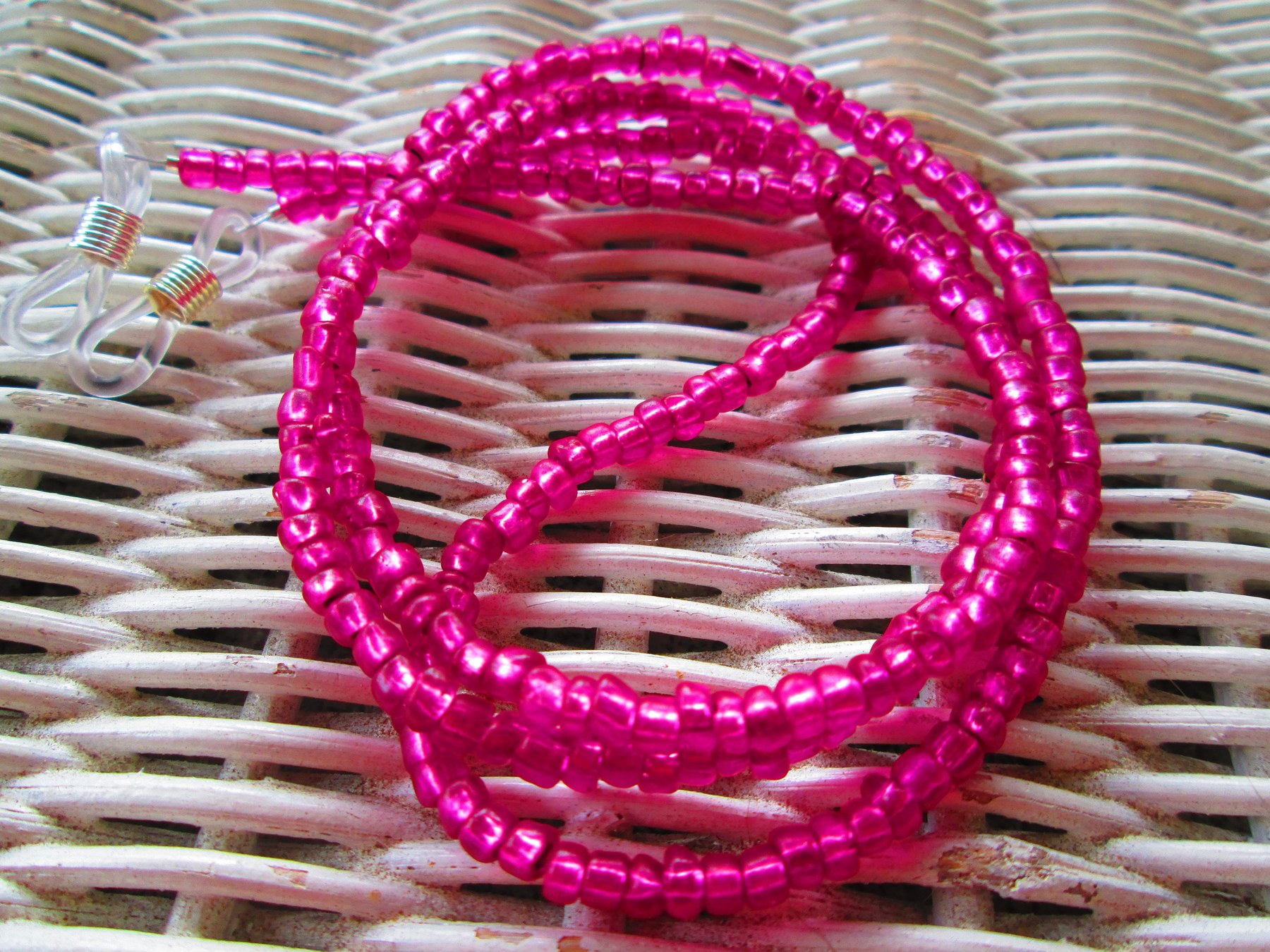 Pink Beaded Eyeglass Chain: Glass Seed Beads, 1027?