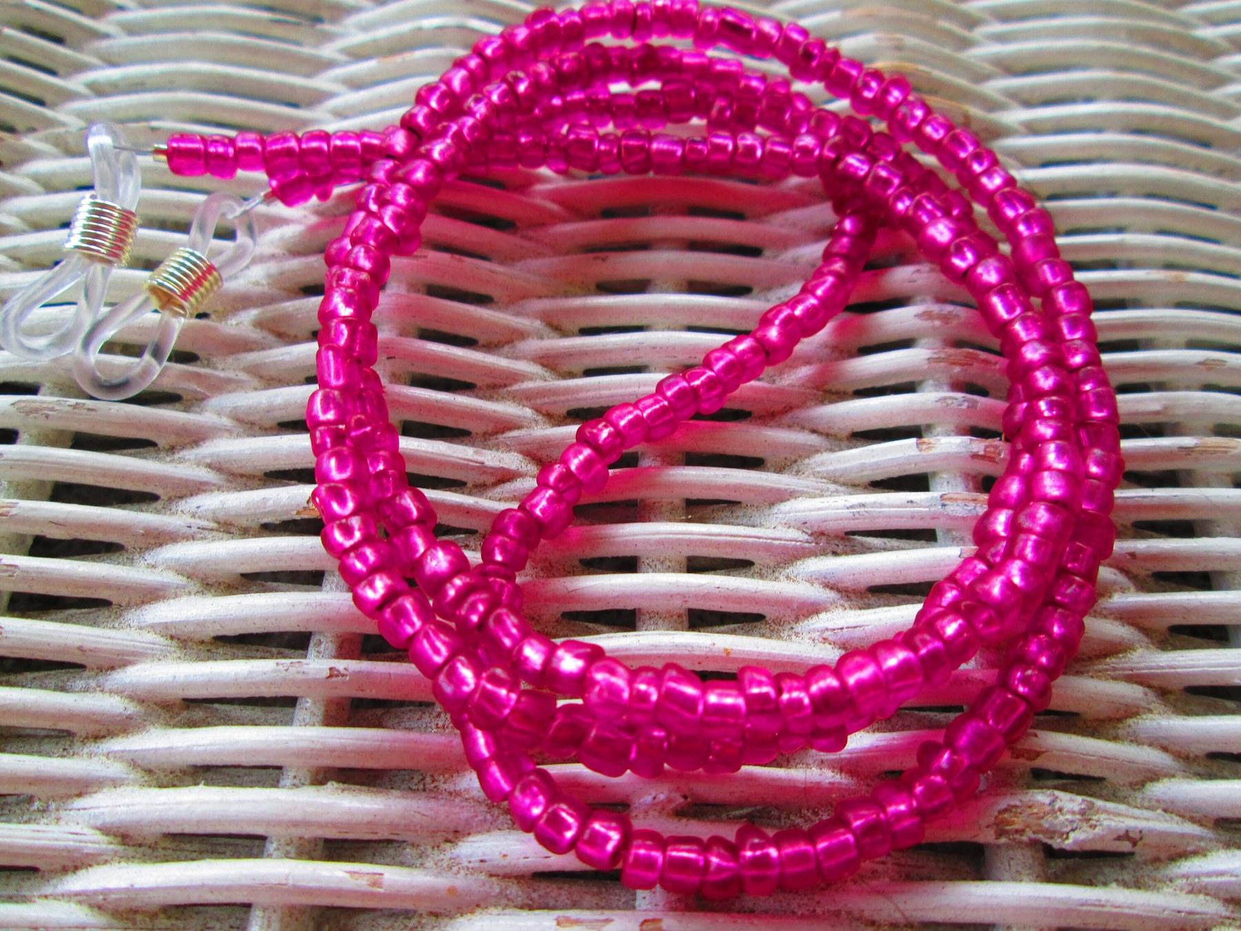 Pink Beaded Eyeglass Chain: Glass Seed Beads, 1027?, detail 5