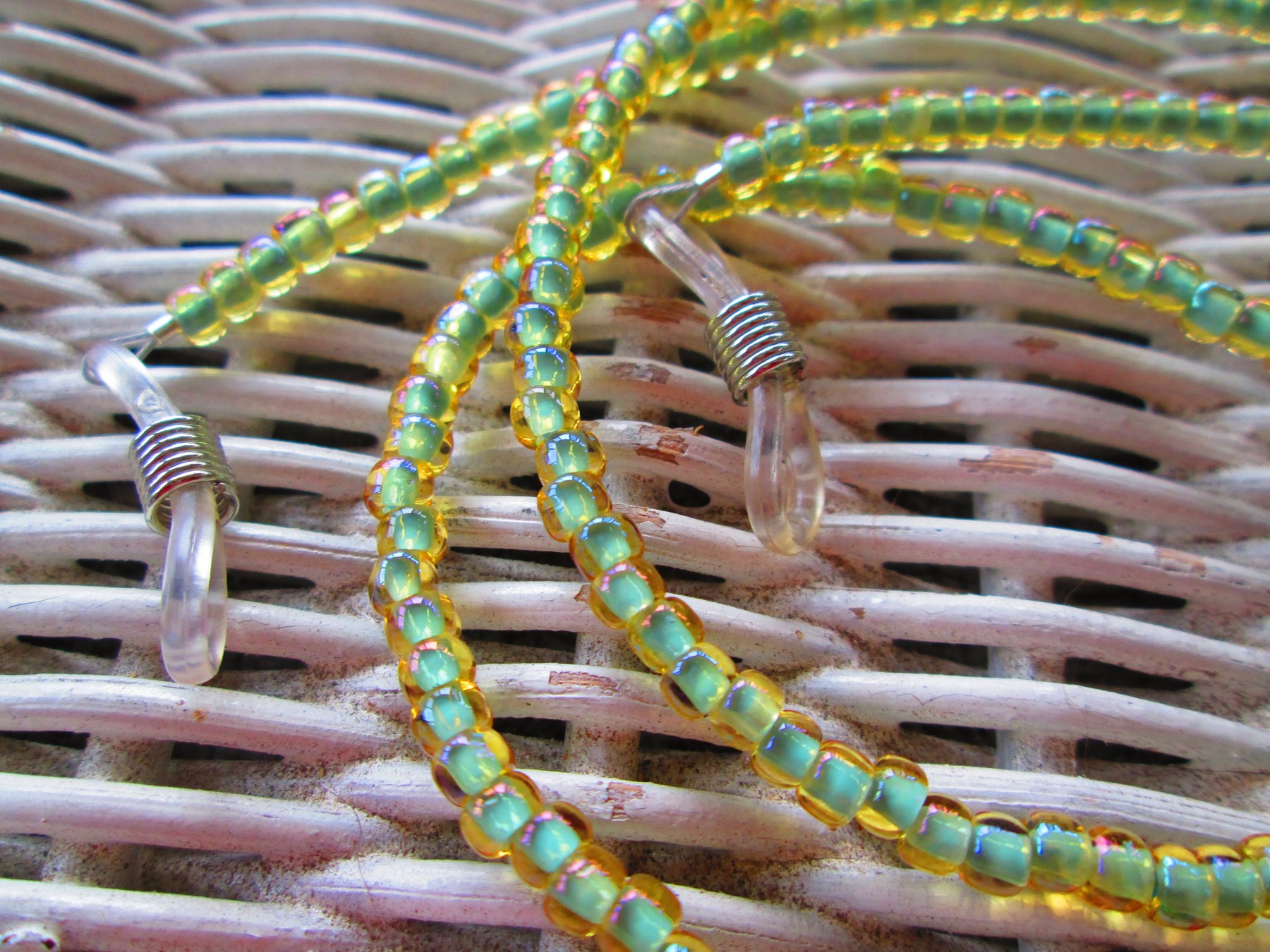 Eyeglass Chain: Rain Light Topaz Glass Beads, 1087, detail 2