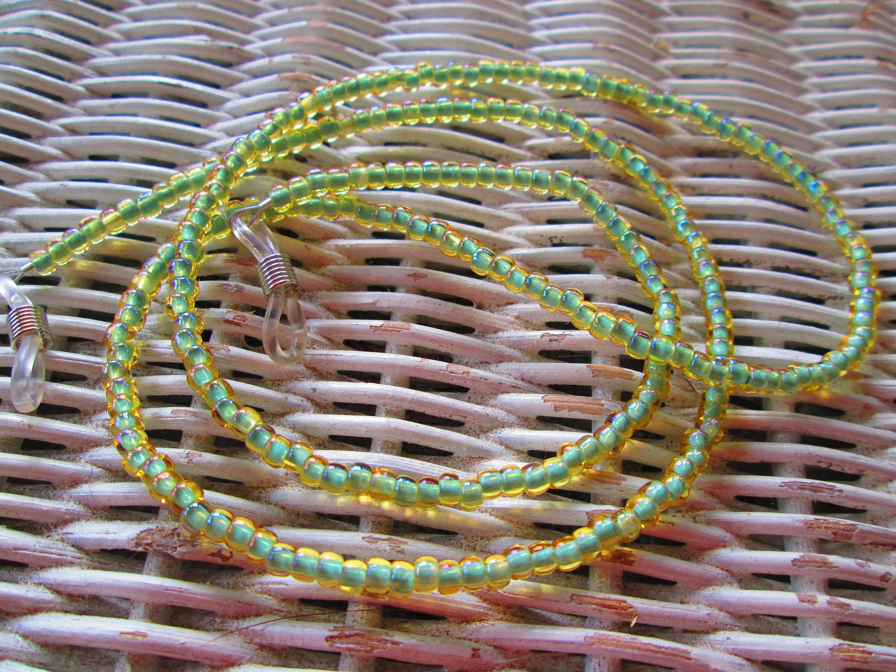 Eyeglass Chain: Rain Light Topaz Glass Beads, 1087, detail 3
