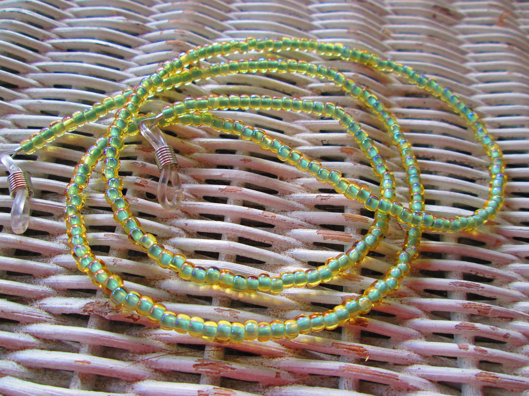 Eyeglass Chain: Rain Light Topaz Glass Beads, 1087, detail 5