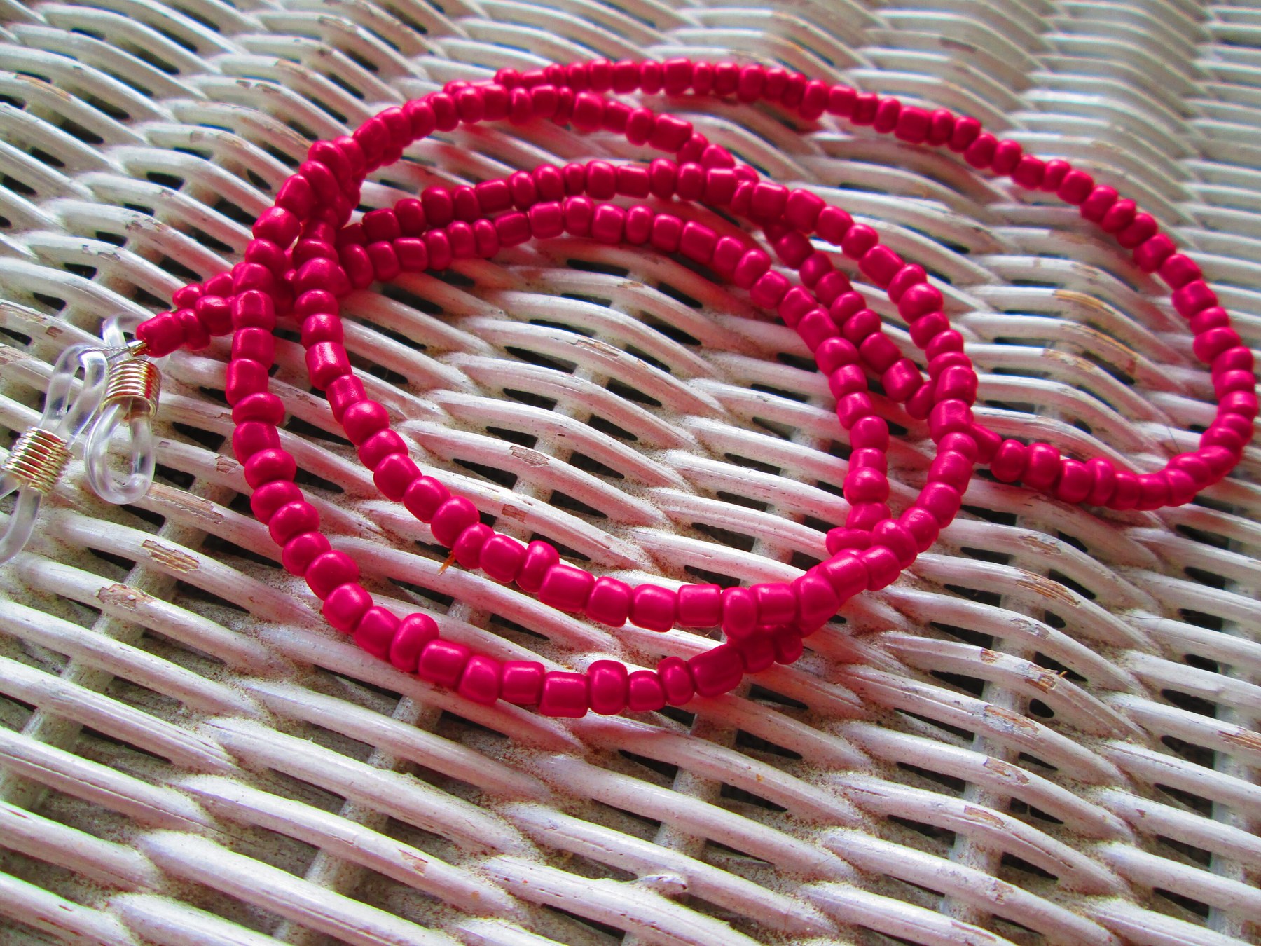 Fuchsia Glass Bead Eyeglass Chain, 1082, detail 2