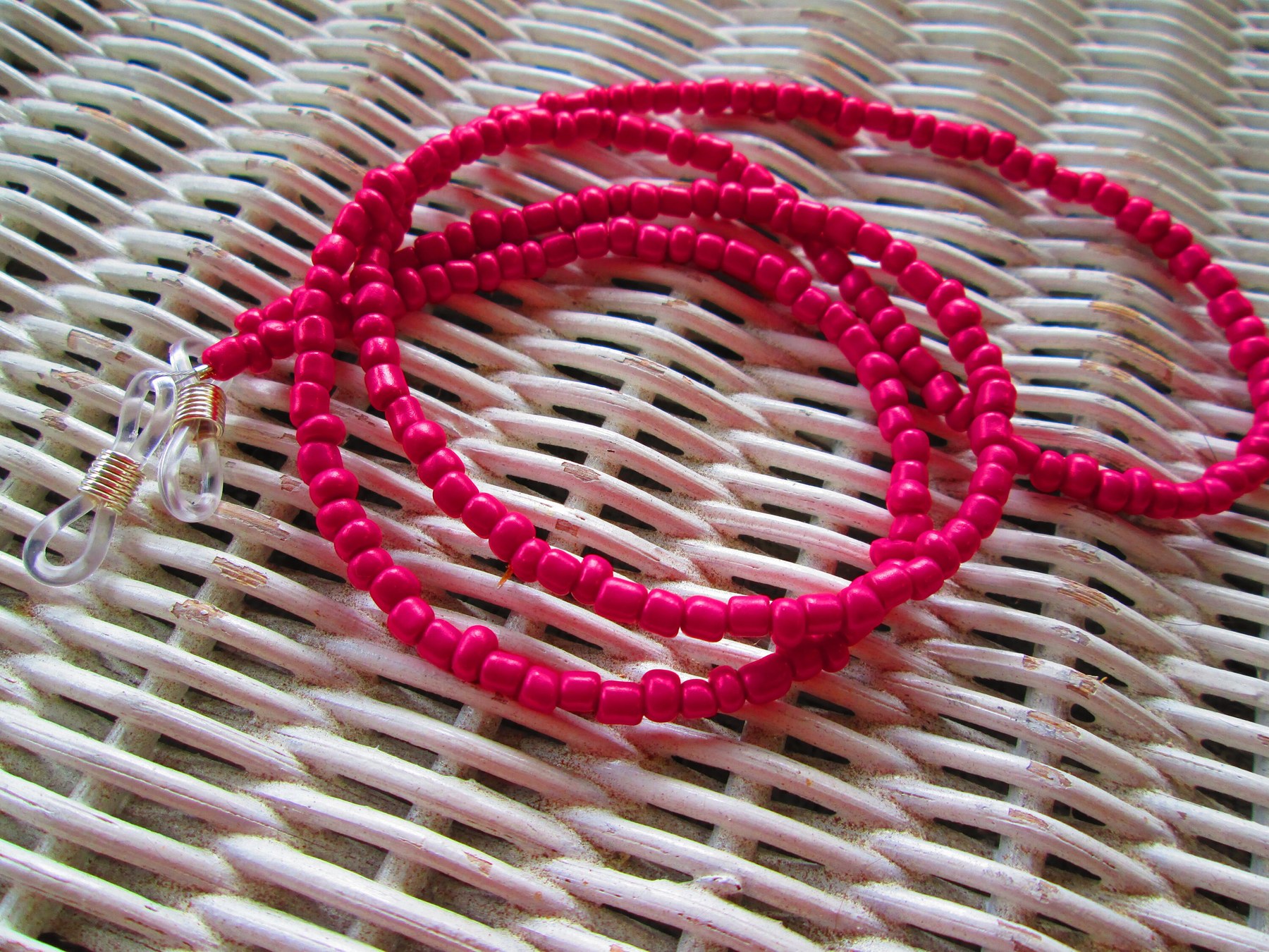 Fuchsia Glass Bead Eyeglass Chain, 1082, detail 4