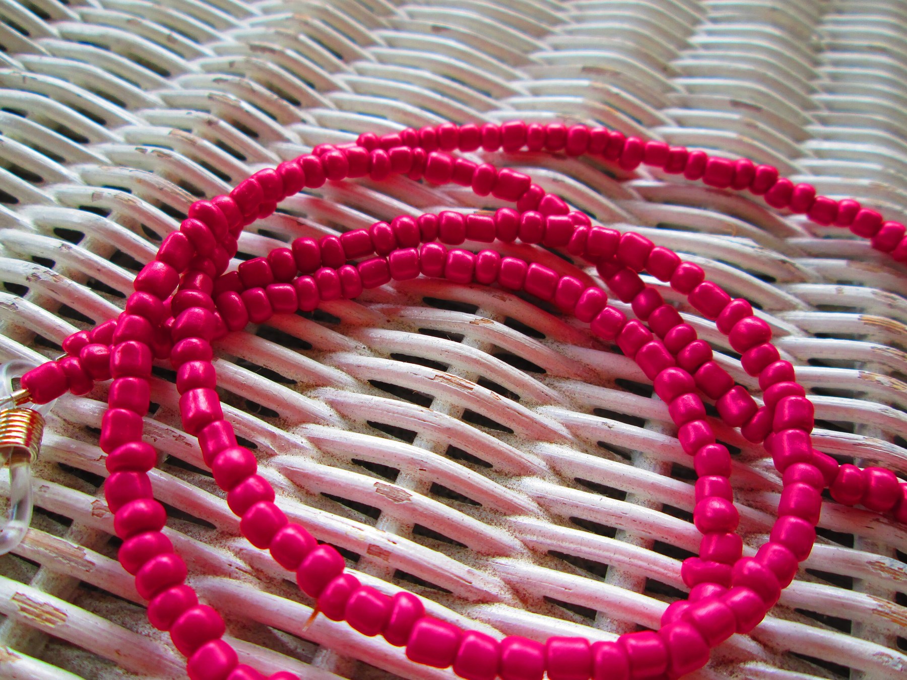 Fuchsia Glass Bead Eyeglass Chain, 1082, detail 5