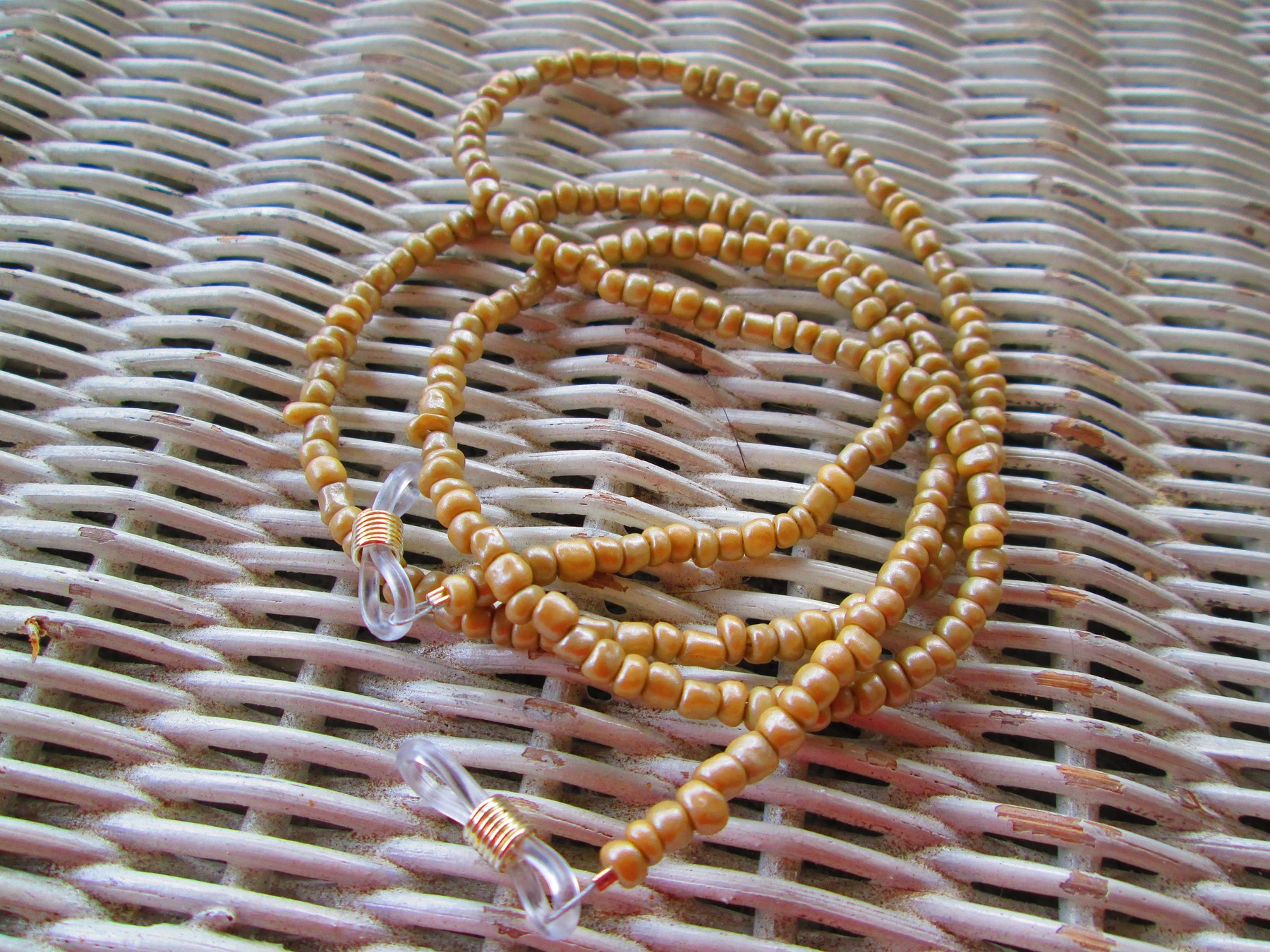 Beaded Eyeglass Chain: Light Brown Seed Beads, 1025