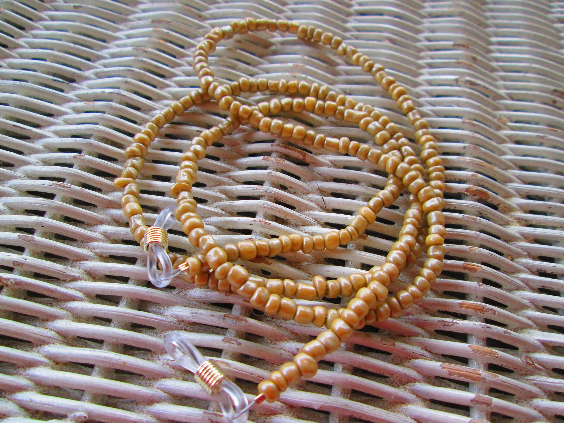 Beaded Eyeglass Chain: Light Brown Seed Beads, 1025, detail 2