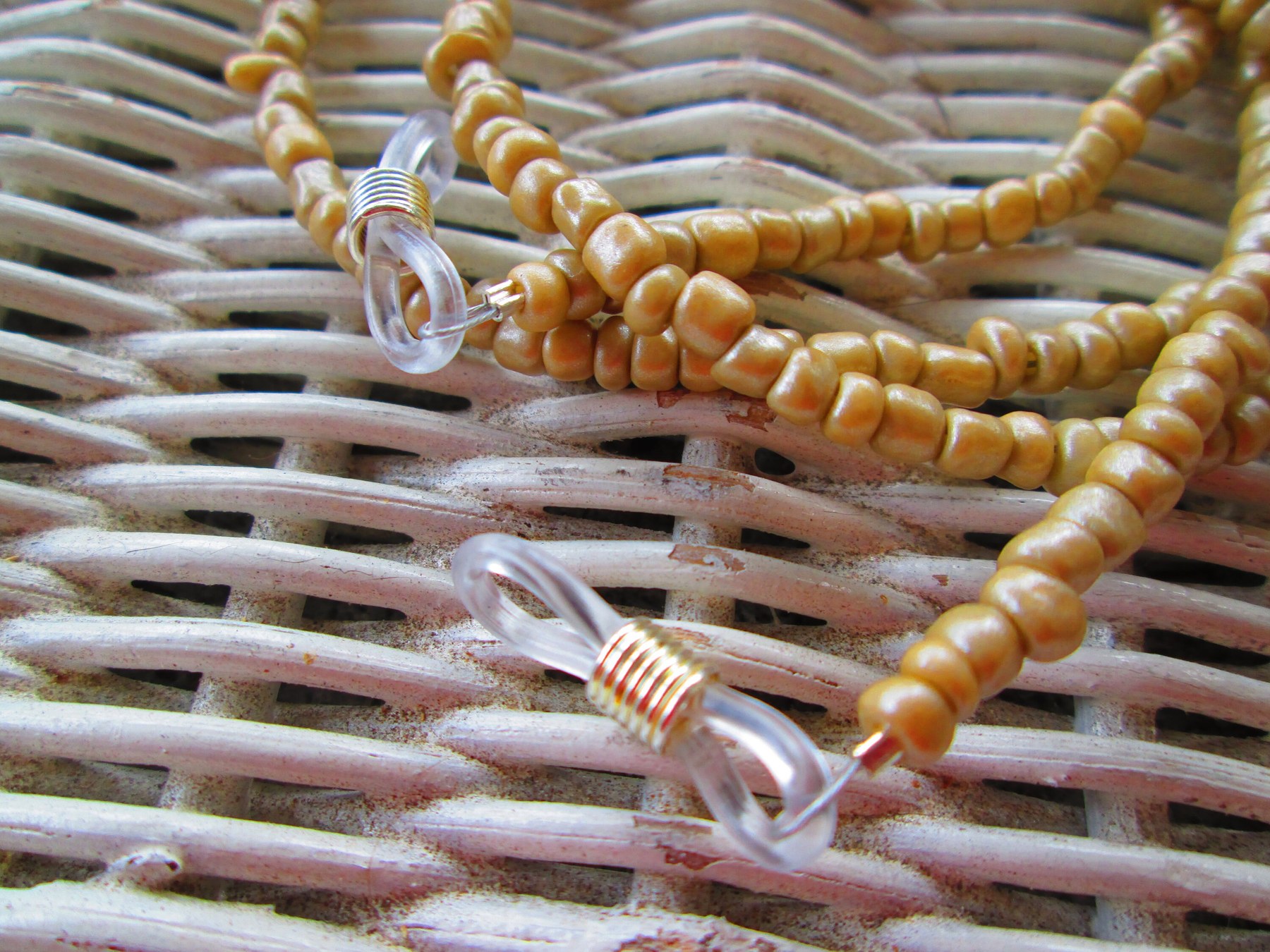 Beaded Eyeglass Chain: Light Brown Seed Beads, 1025, detail 3