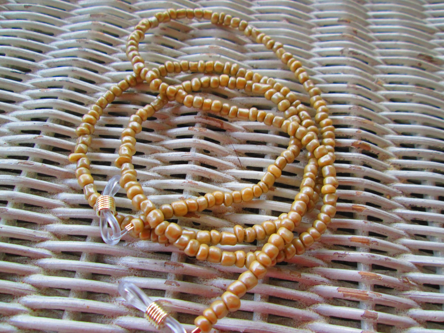 Beaded Eyeglass Chain: Light Brown Seed Beads, 1025, detail 5