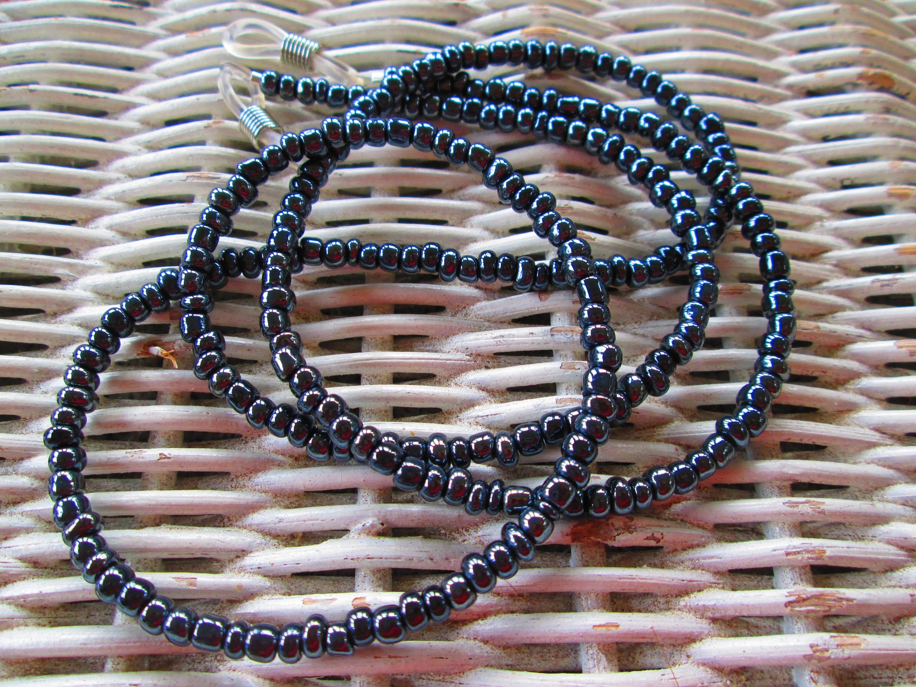 Hematite seed bead glasses chain, glasses holder, 1077, detail 4