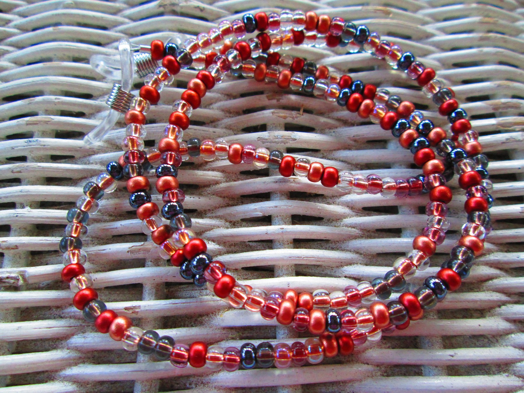 Eyeglass chain, hematite copper mix, 1099