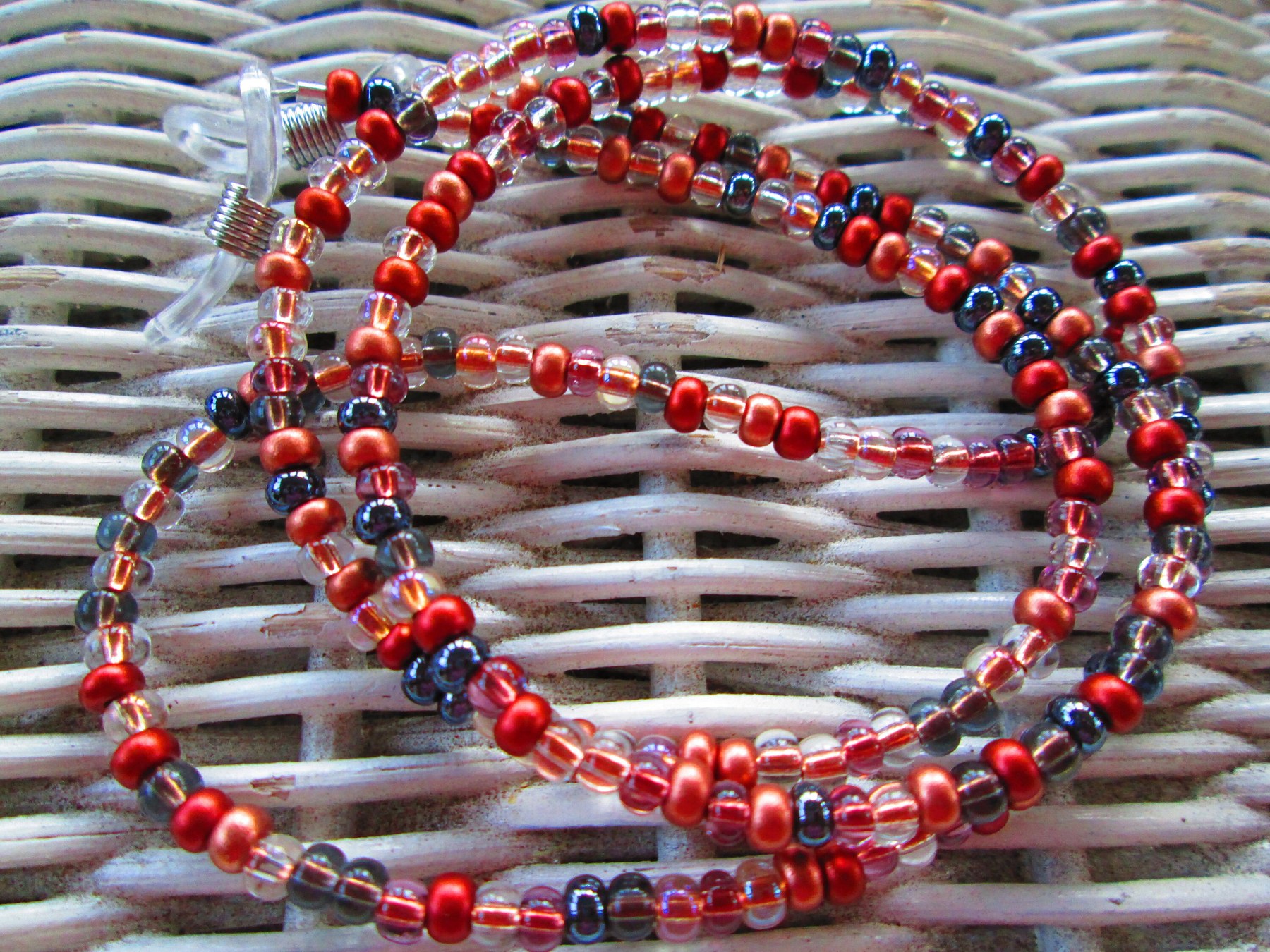 Eyeglass chain, hematite copper mix, 1099, detail 2