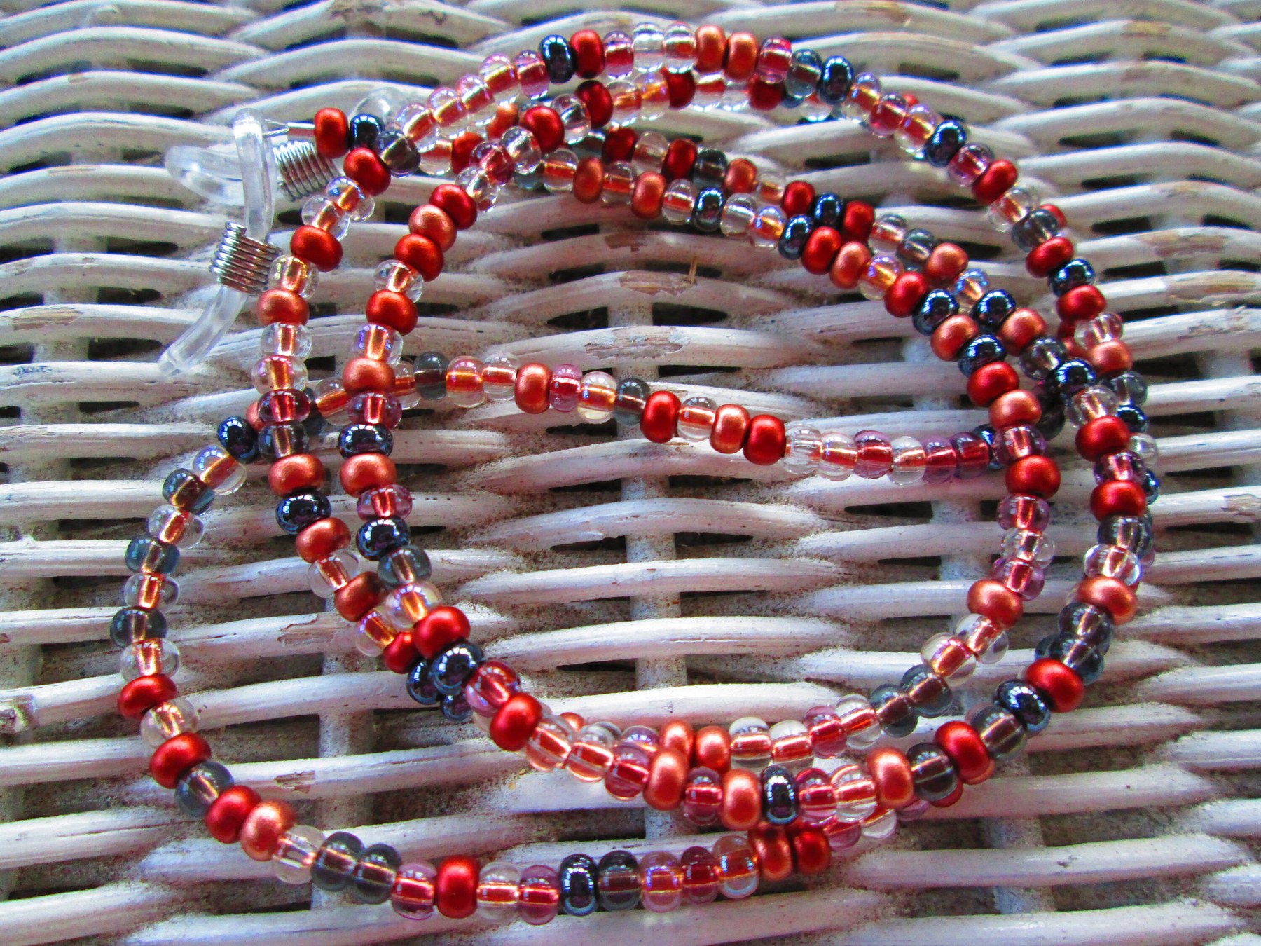 Eyeglass chain, hematite copper mix, 1099, detail 4