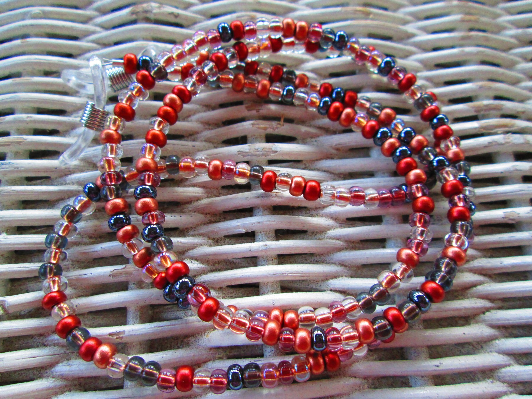 Eyeglass chain, hematite copper mix, 1099, detail 5