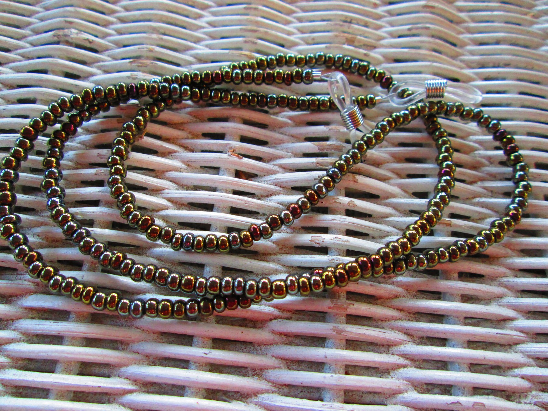 Eyeglass Chain, brown iris 6/0 Czech glass E-beads, 1200, detail 4