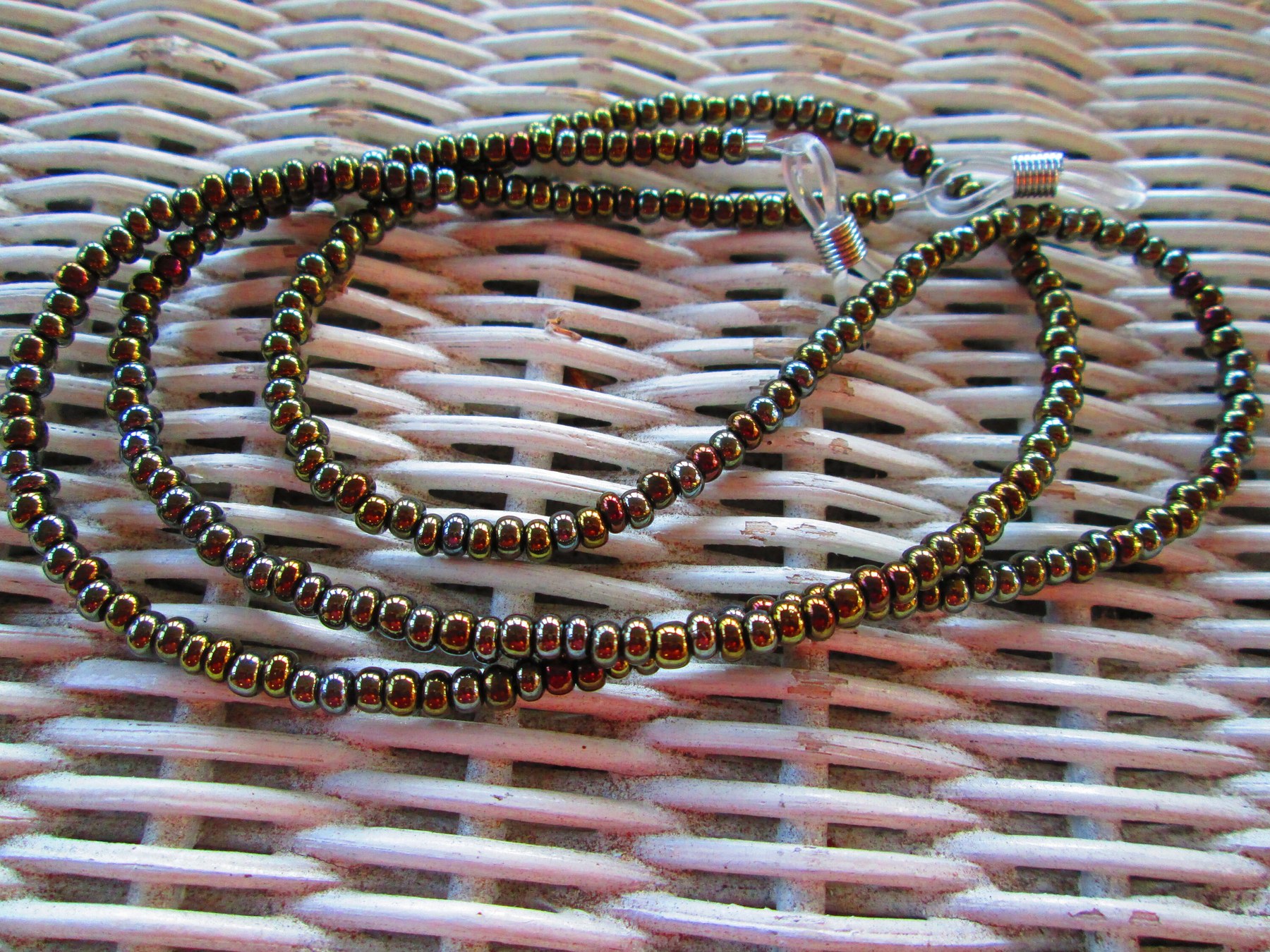 Eyeglass Chain, brown iris 6/0 Czech glass E-beads, 1200, detail 5