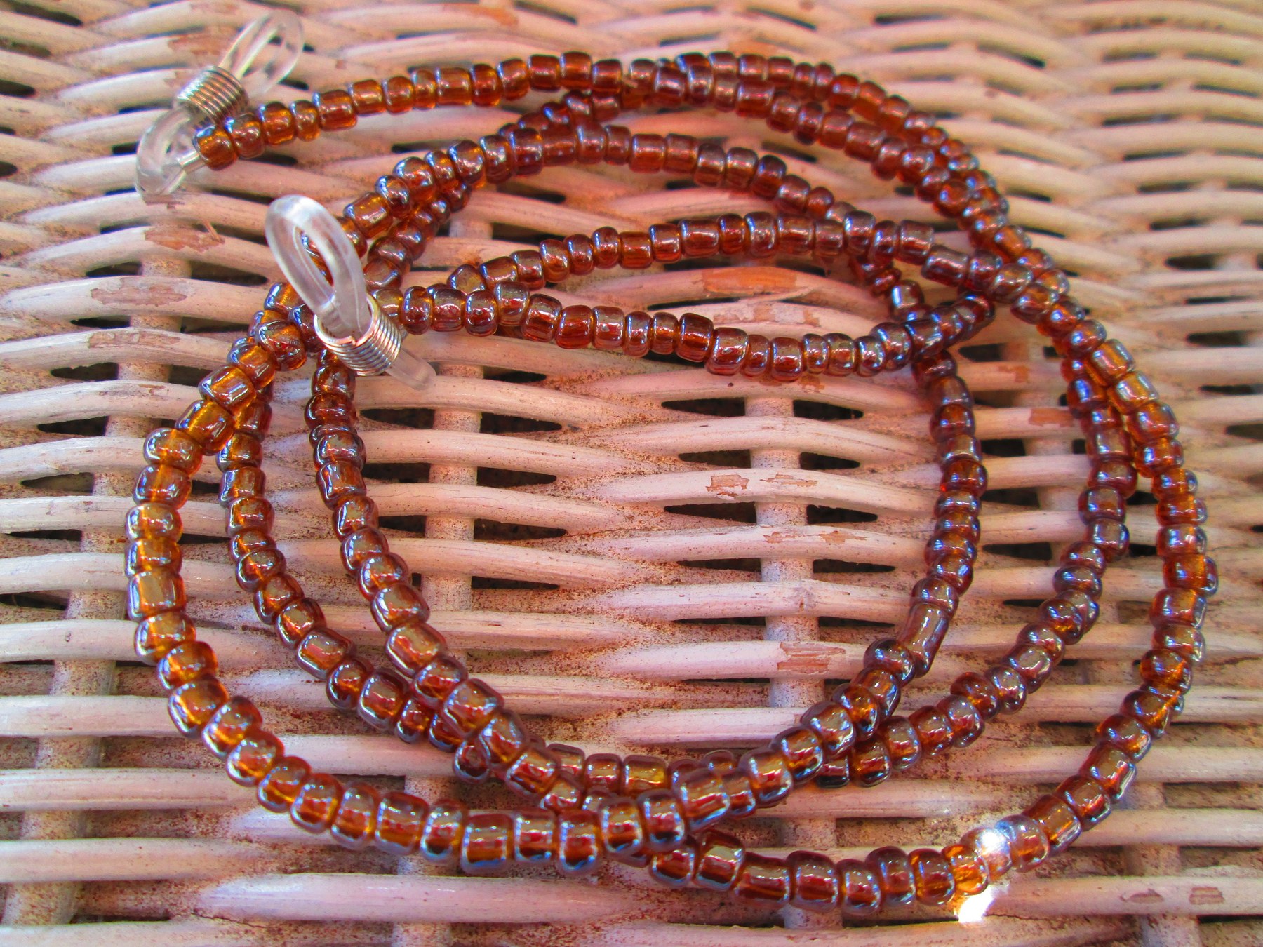 Brown Rainbow Beaded Eyeglass Chain: Silver Wire 1202, detail 5