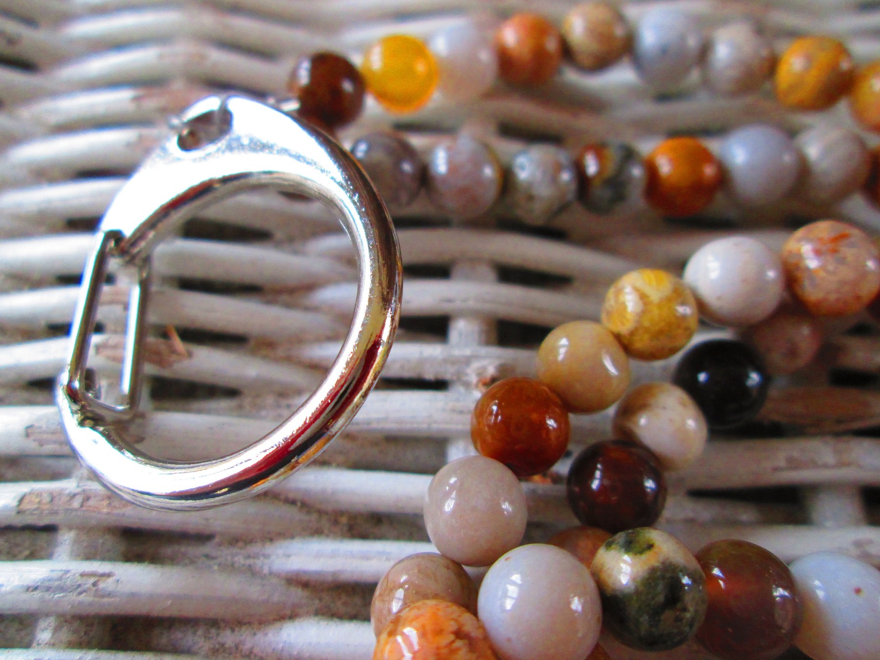 Lanyard, 6mm flowerstone beaded lanyard, 856, detail 2