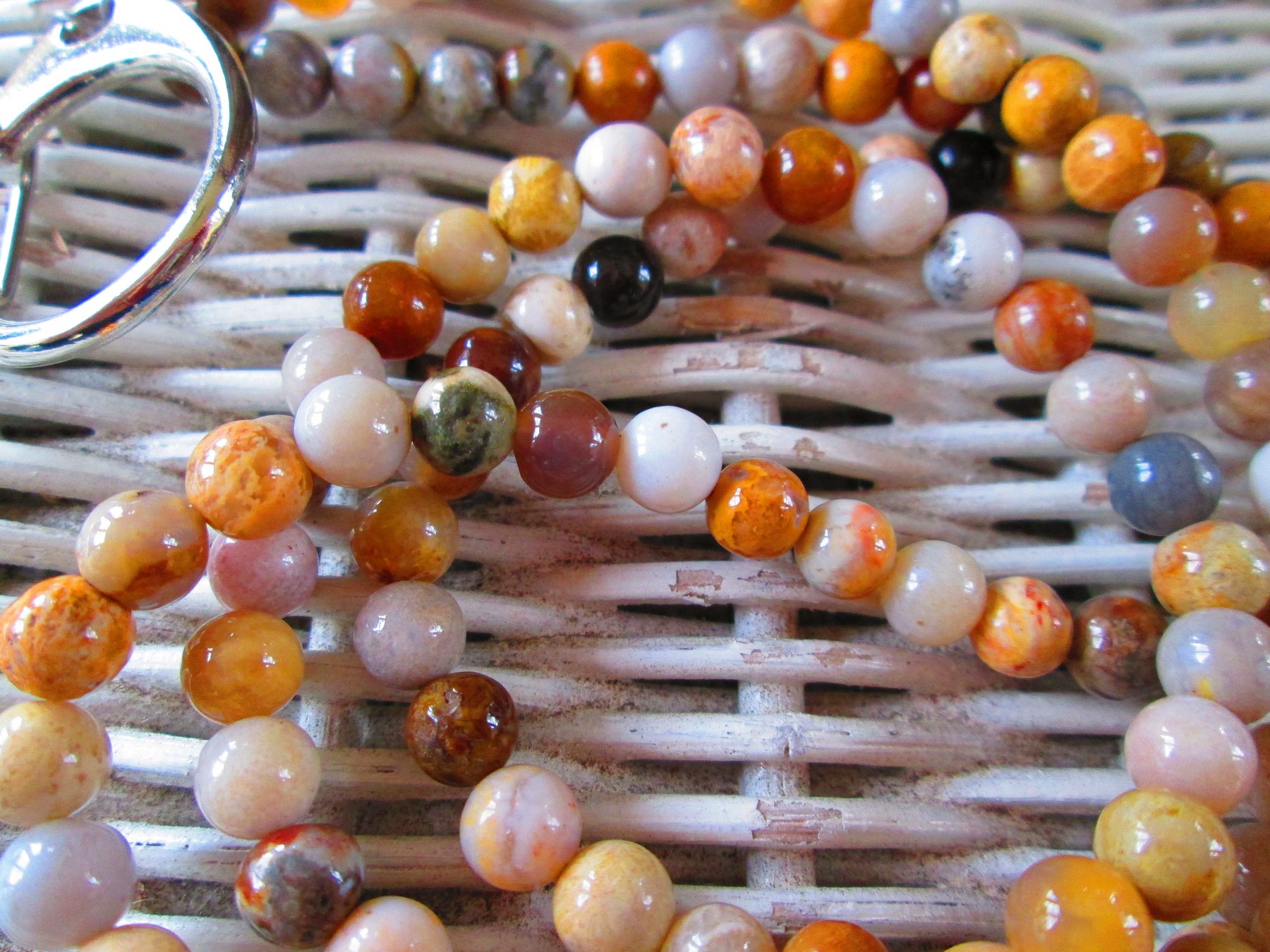 Lanyard, 6mm flowerstone beaded lanyard, 856, detail 4