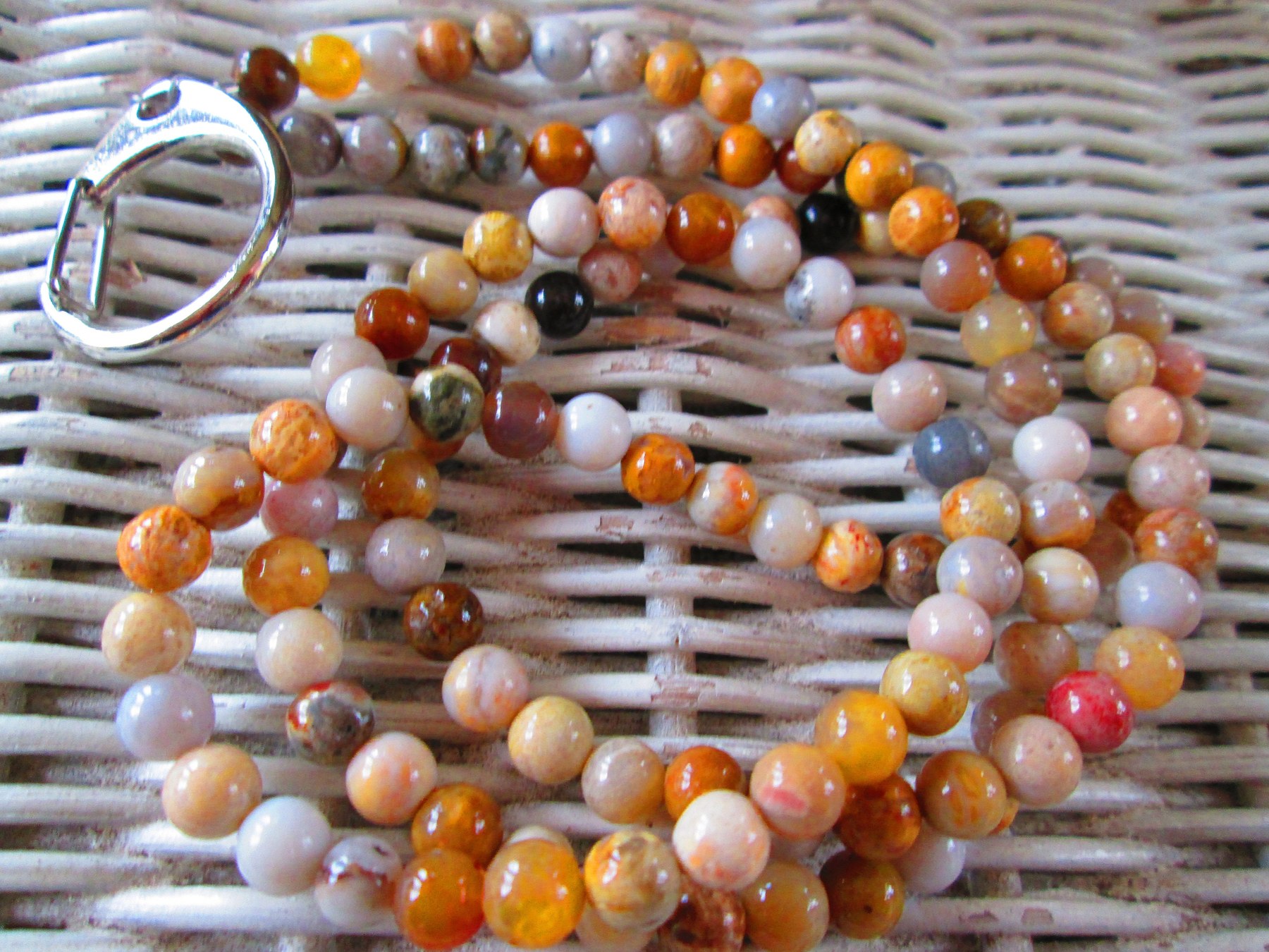 Lanyard, 6mm flowerstone beaded lanyard, 856, detail 5