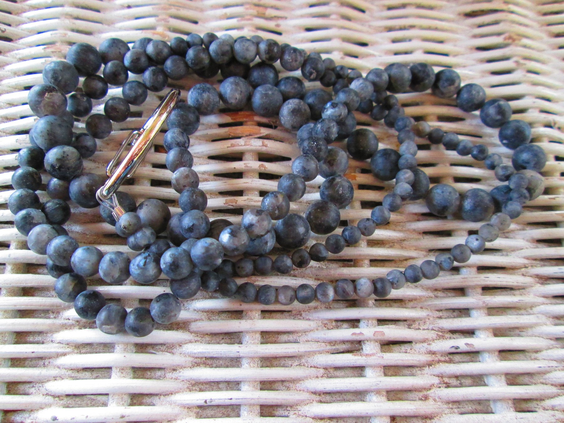 Labradorite Beaded Lanyard, Natural Gemstone ID Badge Holder Necklace, Eyeglass Chain, Teacher Nurse Gift, Handmade Jewelry