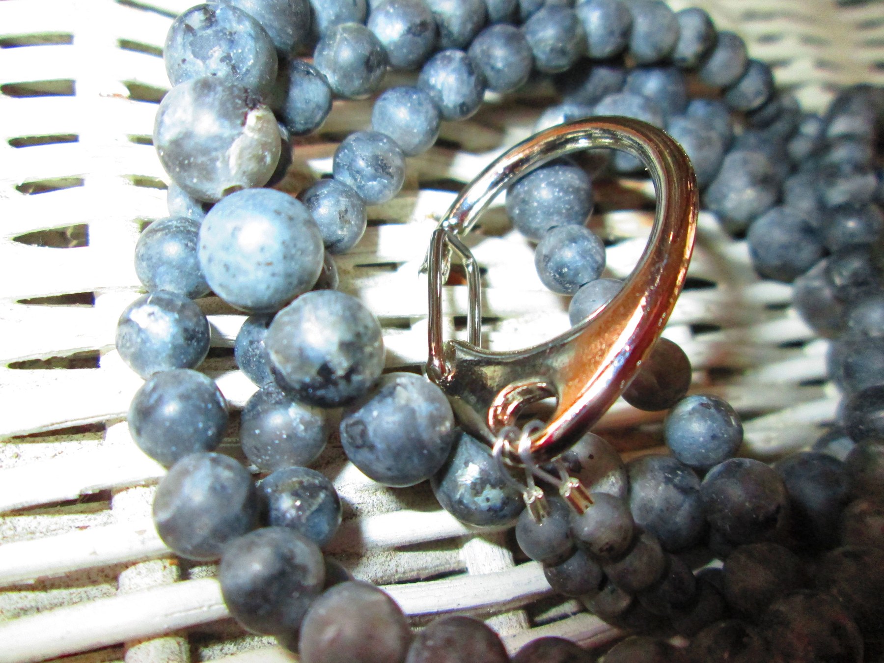 Labradorite Beaded Lanyard, Natural Gemstone ID Badge Holder Necklace, Eyeglass Chain, Teacher Nurse Gift, Handmade Jewelry, detail 2