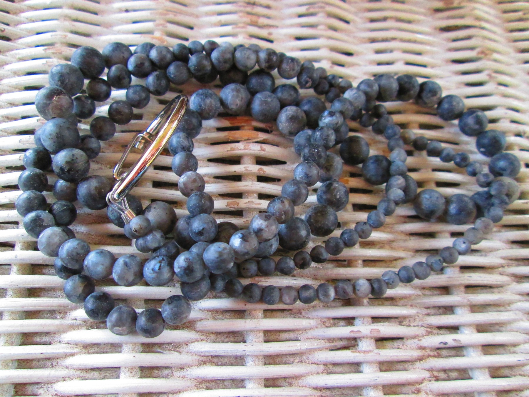 Labradorite Beaded Lanyard, Natural Gemstone ID Badge Holder Necklace, Eyeglass Chain, Teacher Nurse Gift, Handmade Jewelry, detail 3