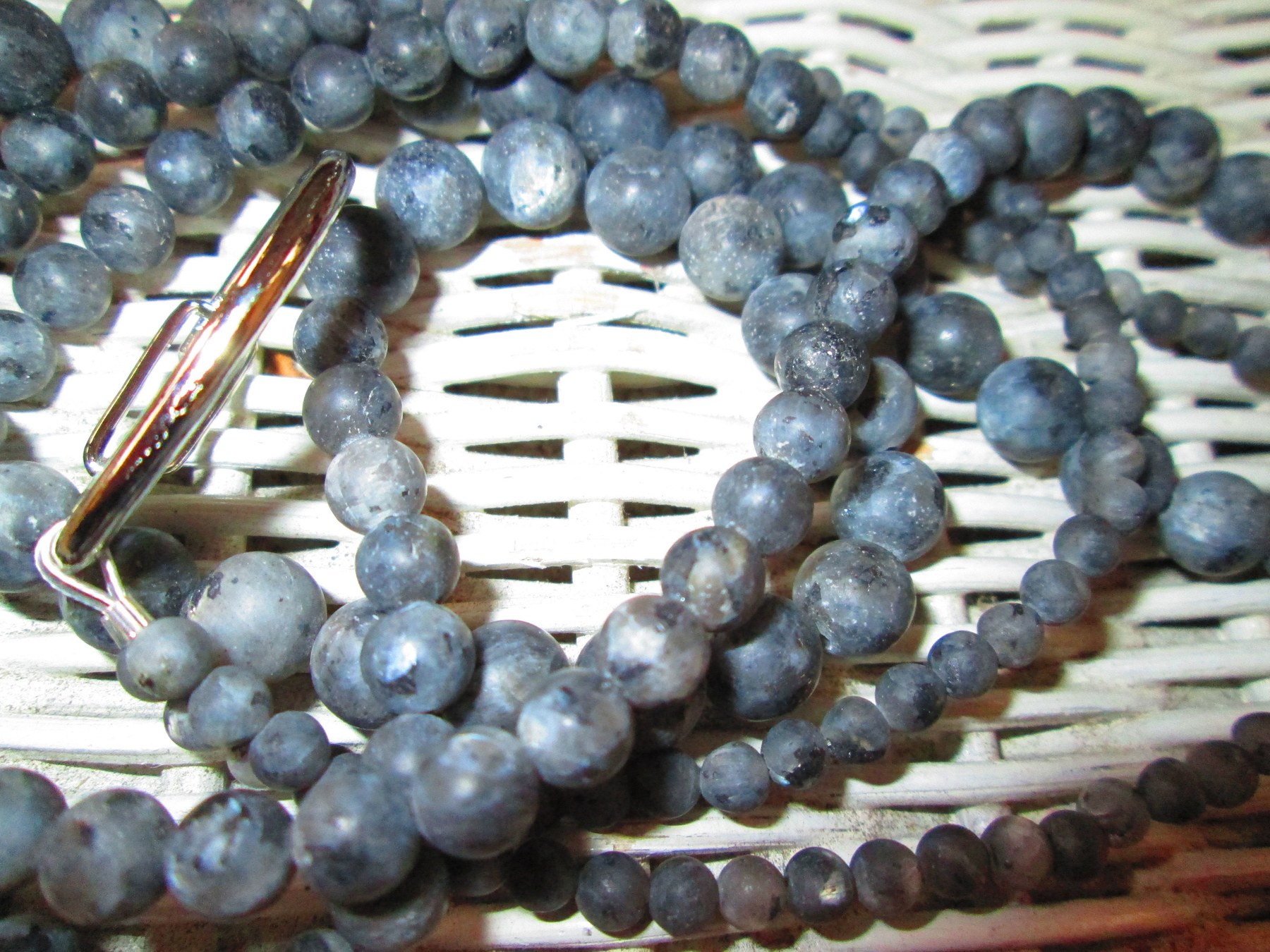 Labradorite Beaded Lanyard, Natural Gemstone ID Badge Holder Necklace, Eyeglass Chain, Teacher Nurse Gift, Handmade Jewelry, detail 4