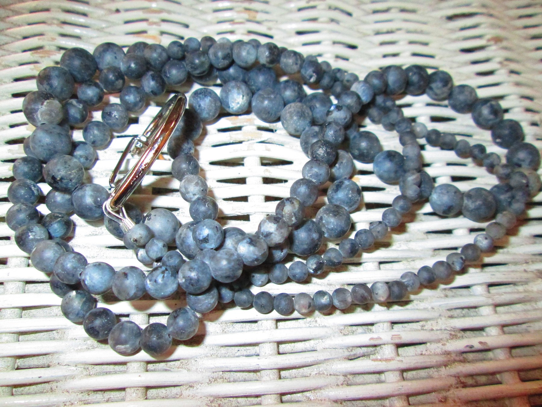 Labradorite Beaded Lanyard, Natural Gemstone ID Badge Holder Necklace, Eyeglass Chain, Teacher Nurse Gift, Handmade Jewelry, detail 5