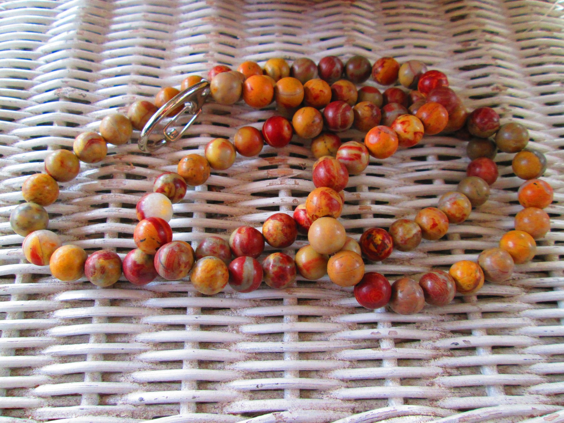 Lanyard, Chinese Rainbow Jasper 10mm beaded lanyard, 855