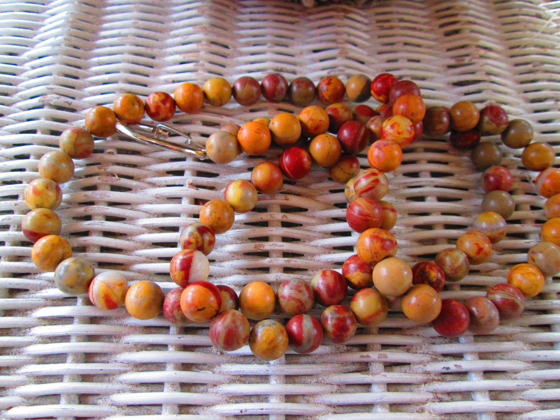 Lanyard, Chinese Rainbow Jasper 10mm beaded lanyard, 855, detail 2
