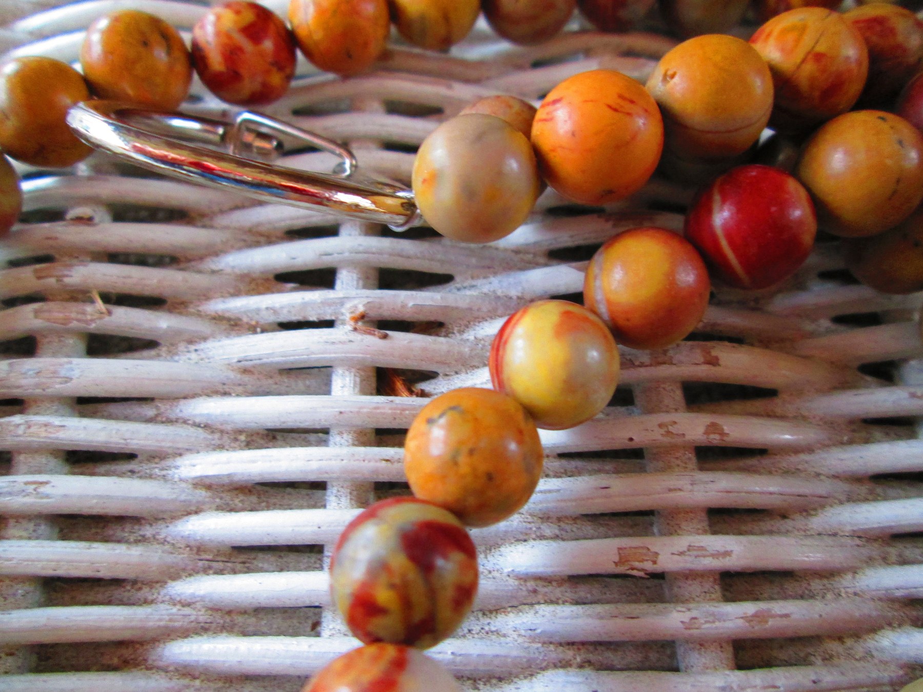 Lanyard, Chinese Rainbow Jasper 10mm beaded lanyard, 855, detail 4