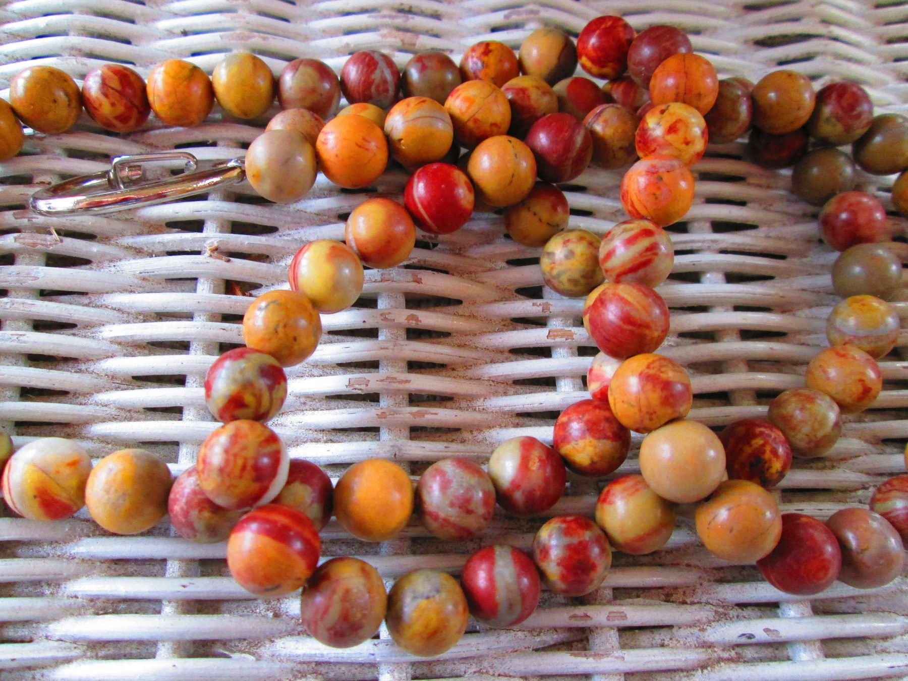 Lanyard, Chinese Rainbow Jasper 10mm beaded lanyard, 855, detail 5