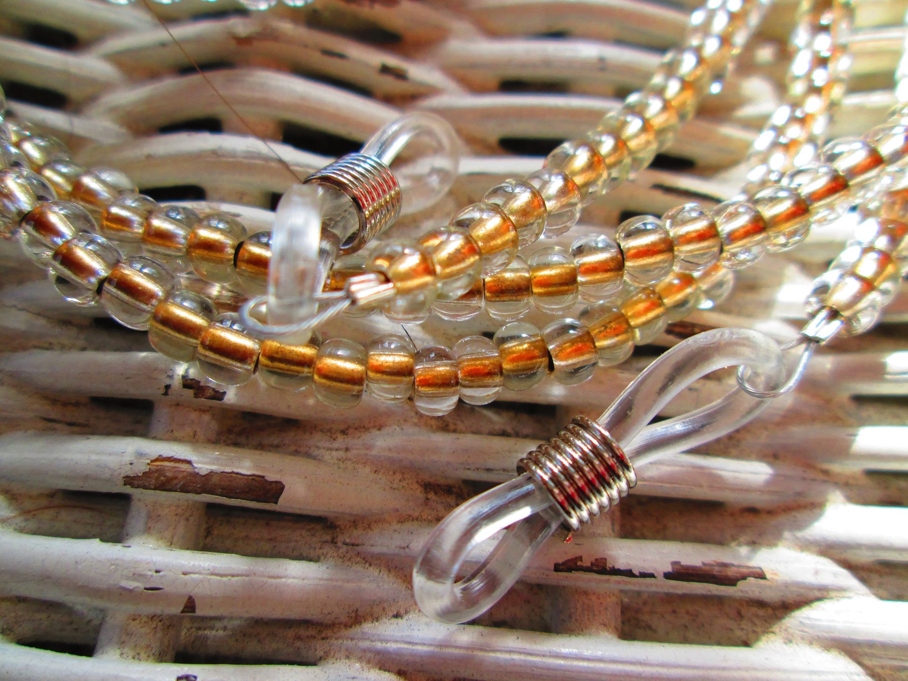 Eyeglass Chain, Crystal gold metal glasses chain, 1206, detail 2