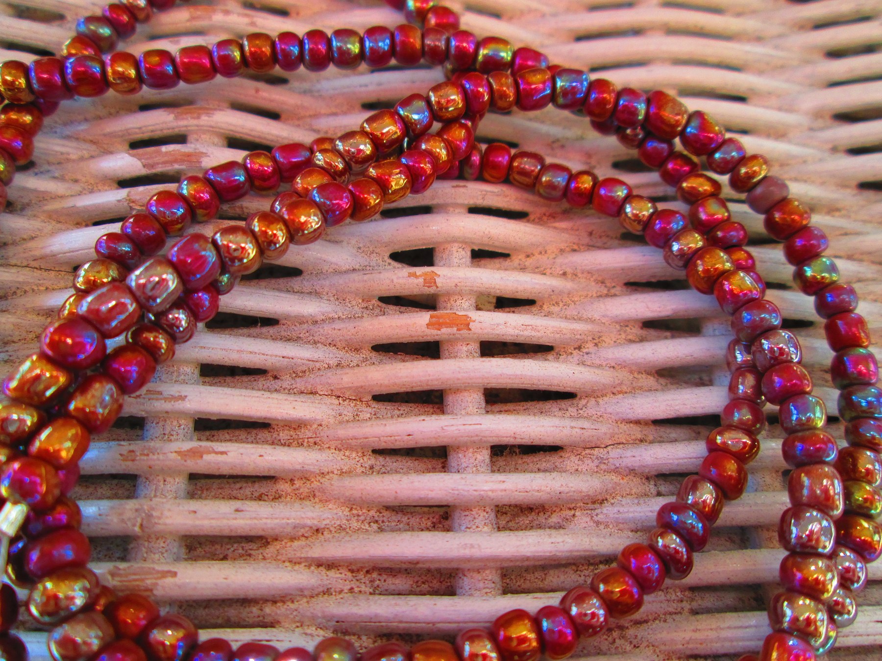 Beaded Eyeglass Chain: Brown Glass Beads, Silver Wire, 1203, detail 4