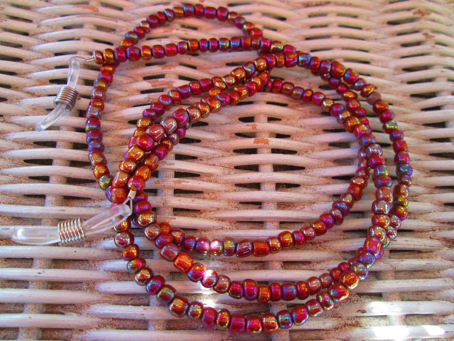 Beaded Eyeglass Chain: Brown Glass Beads, Silver Wire, 1203, detail 5
