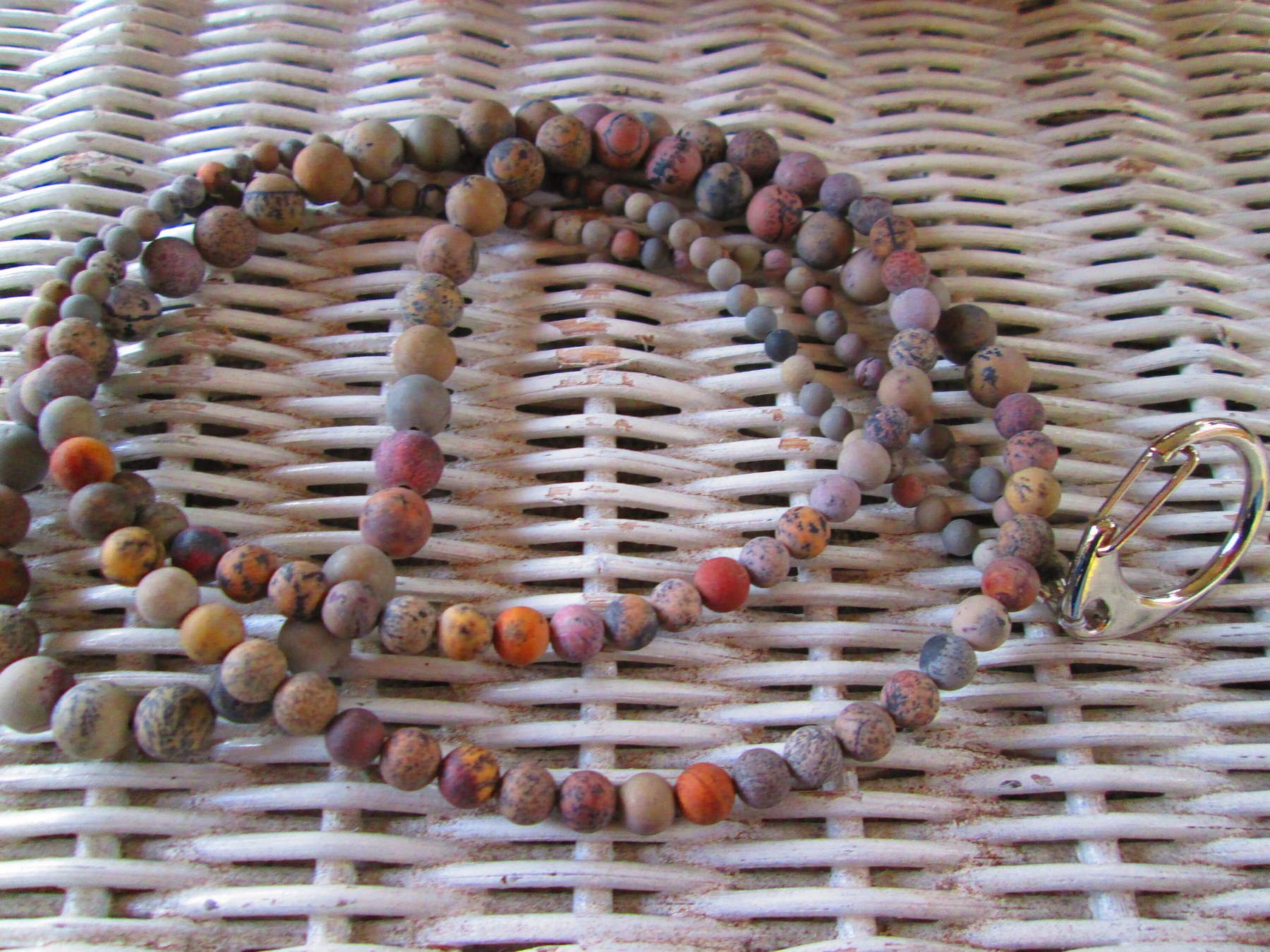 Grass Flower Jasper Beaded Lanyard, Natural Gemstone ID Badge Holder, Eyeglass Chain, Teacher Nurse Gift, Handmade, detail 4